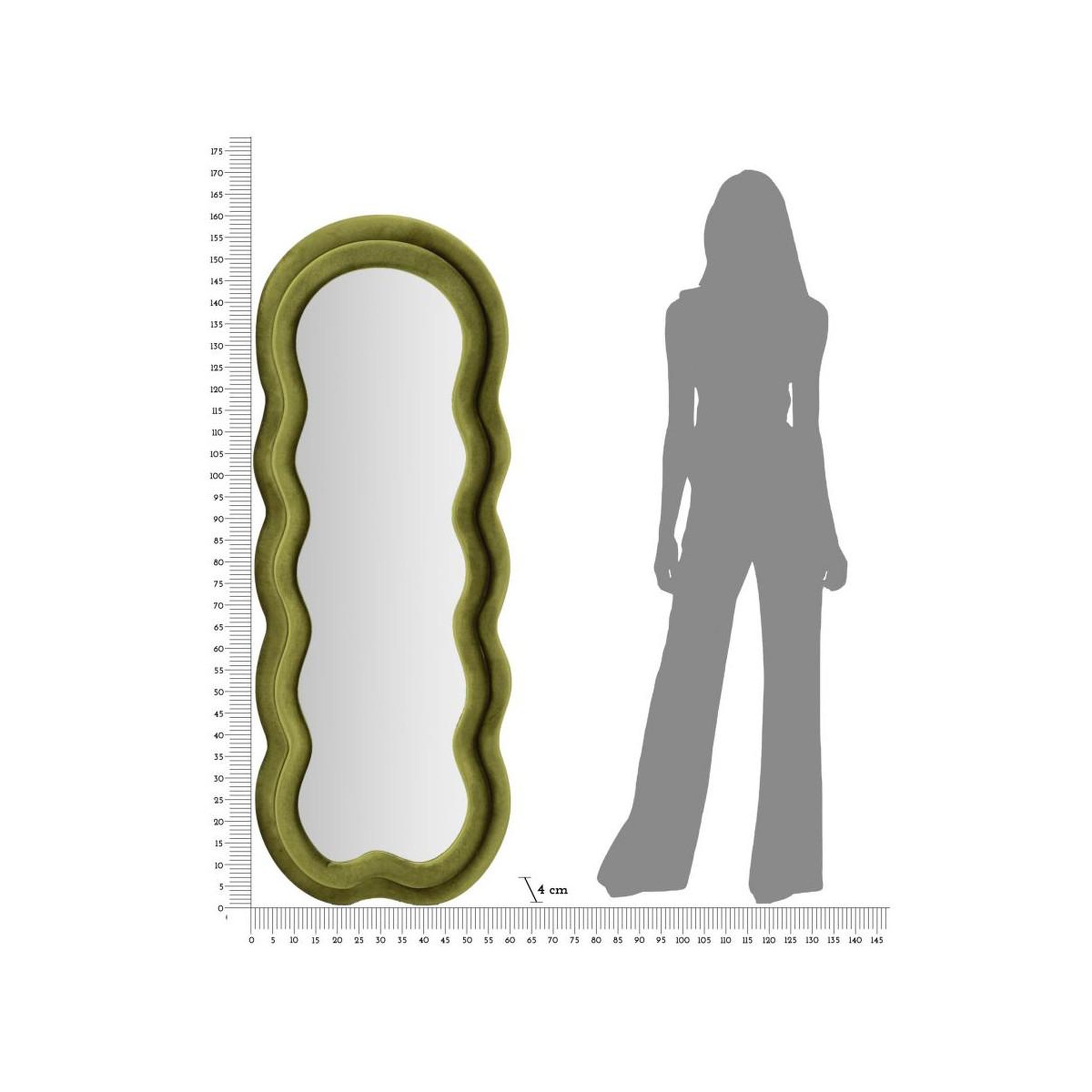 Voir la diapositive 6 : Paris Prix Miroir Mural en Velours  Wavy  160cm Vert