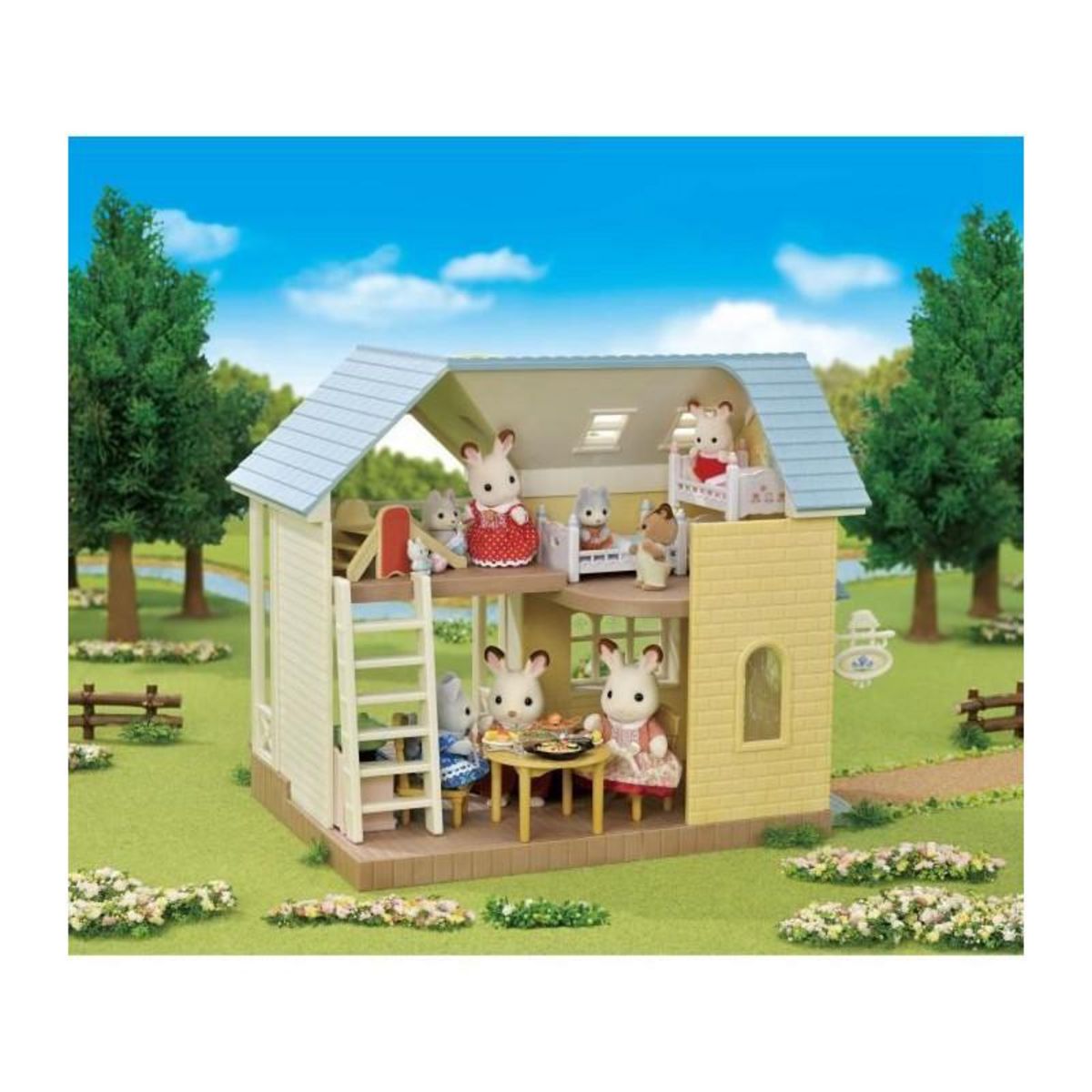 Sylvanian Families Coffret Le cottage au toit bleu - SYLVANIAN FAMILIES - 5671 - Pour Enfant de 5 ans et plus - Mobilier inclus
