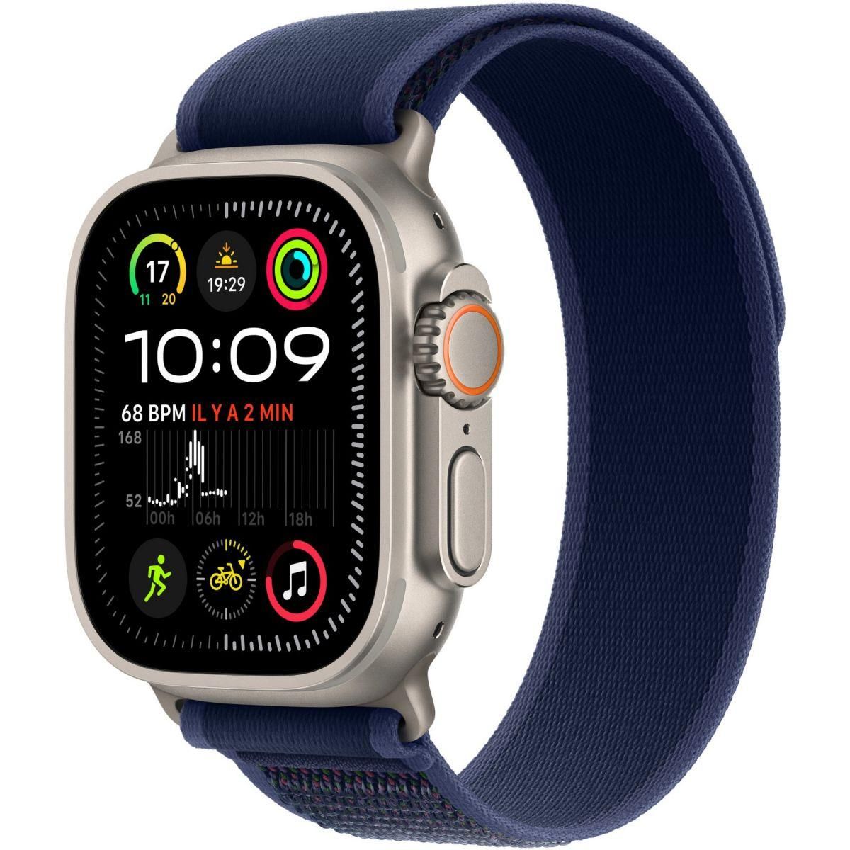 APPLE Bracelet 49mm boucle trail bleu titane naturel M/L