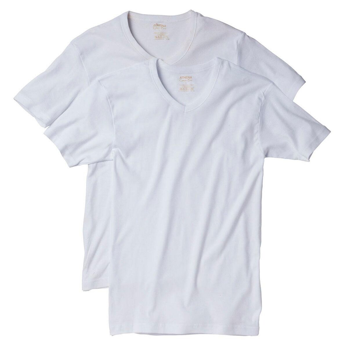 Athena Lot de 2 Tee shirts col V homme Coton Bio