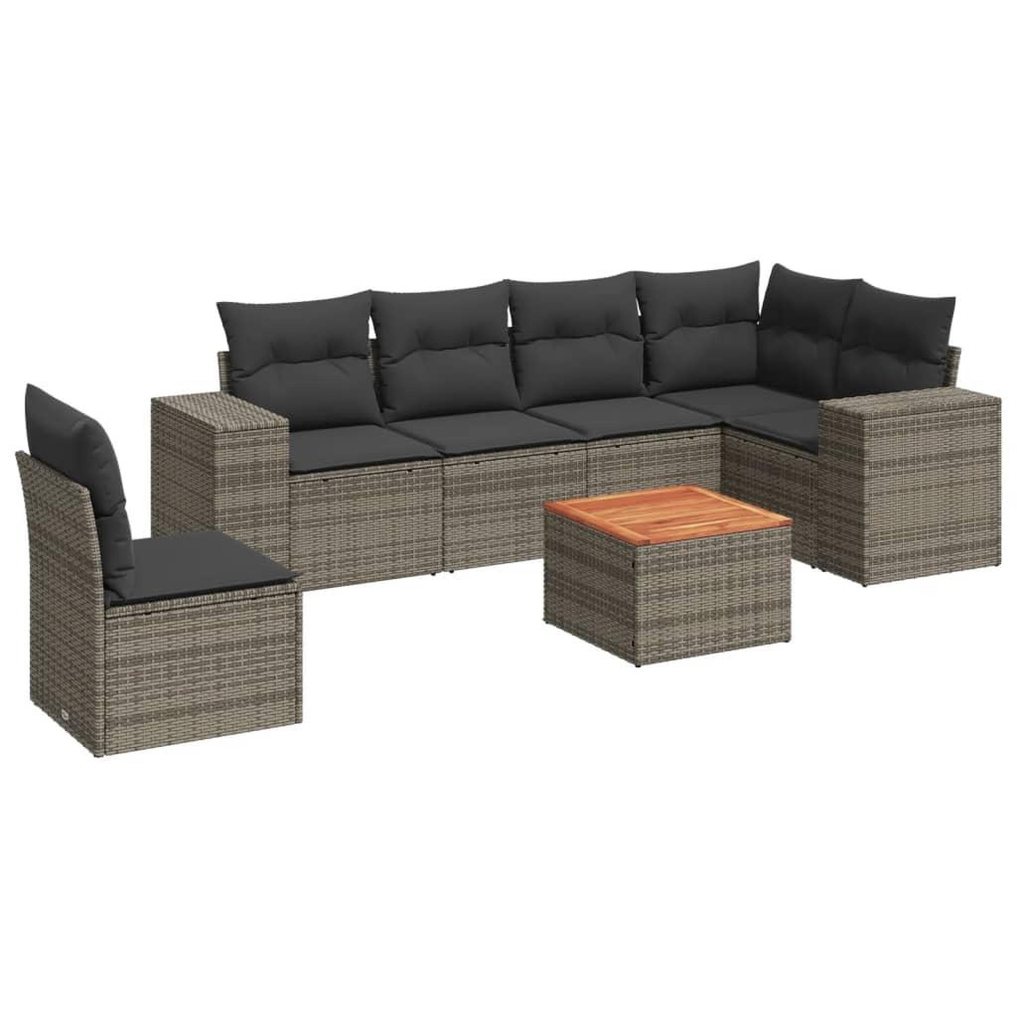 Voir la diapositive 2 : VIDAXL Salon de jardin avec coussins 7 pcs gris resine tressee