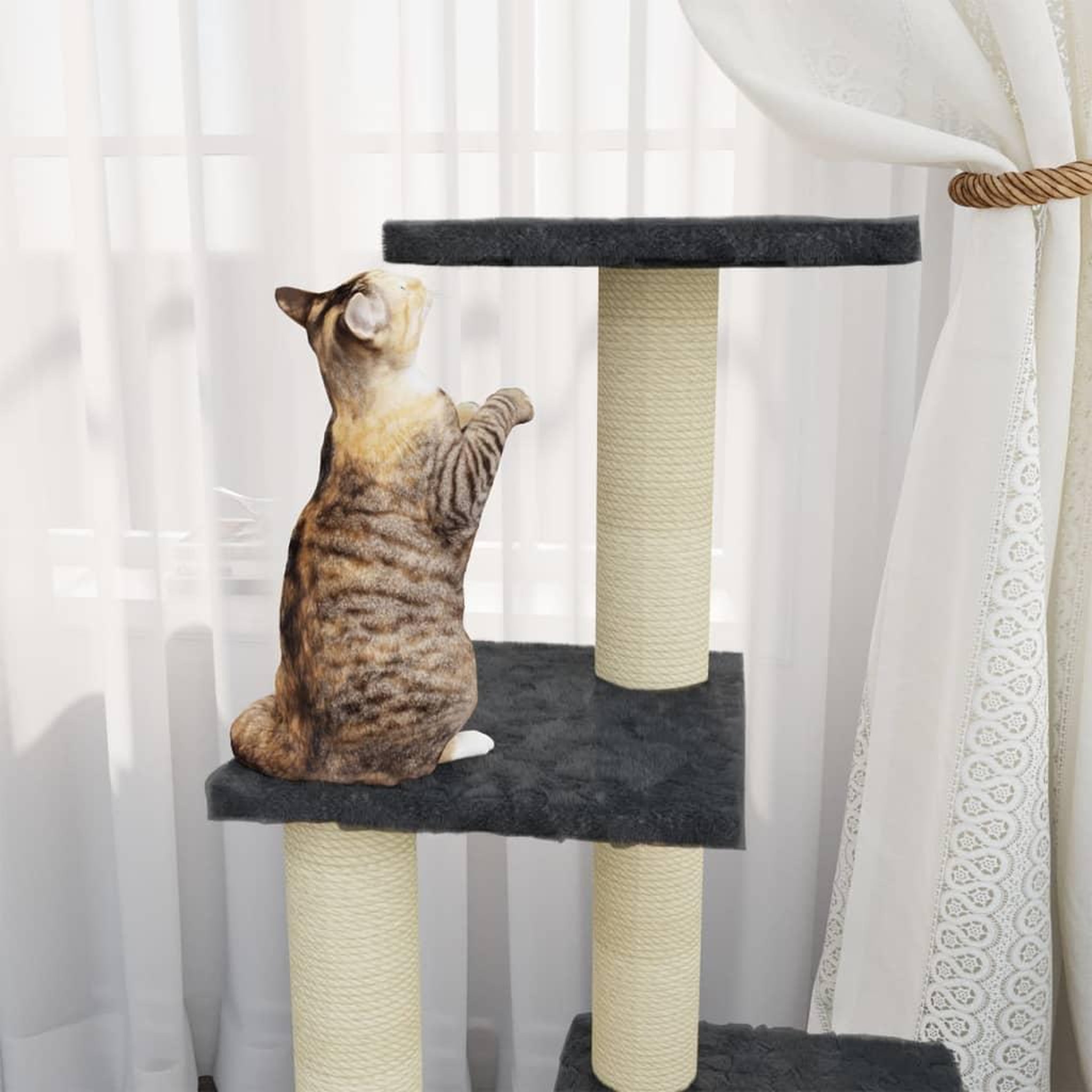 Voir la diapositive 3 : VIDAXL Arbre a chat avec griffoirs en sisal Gris fonce 92 cm