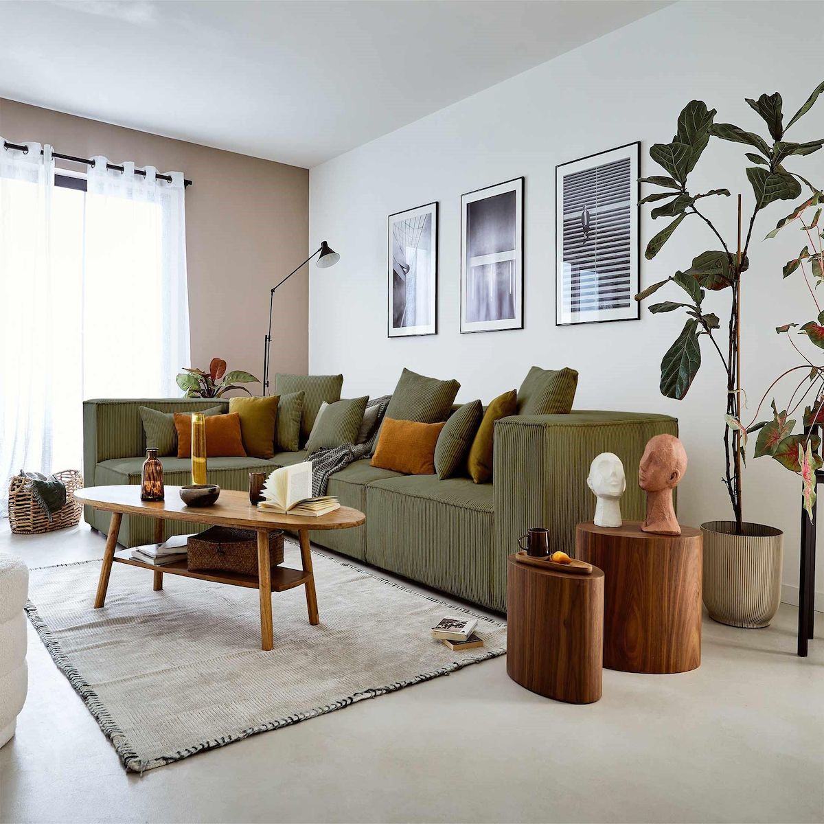 LISA DESIGN Colombine - canapé modulable d'angle gauche - 6 places - en velours côtelé