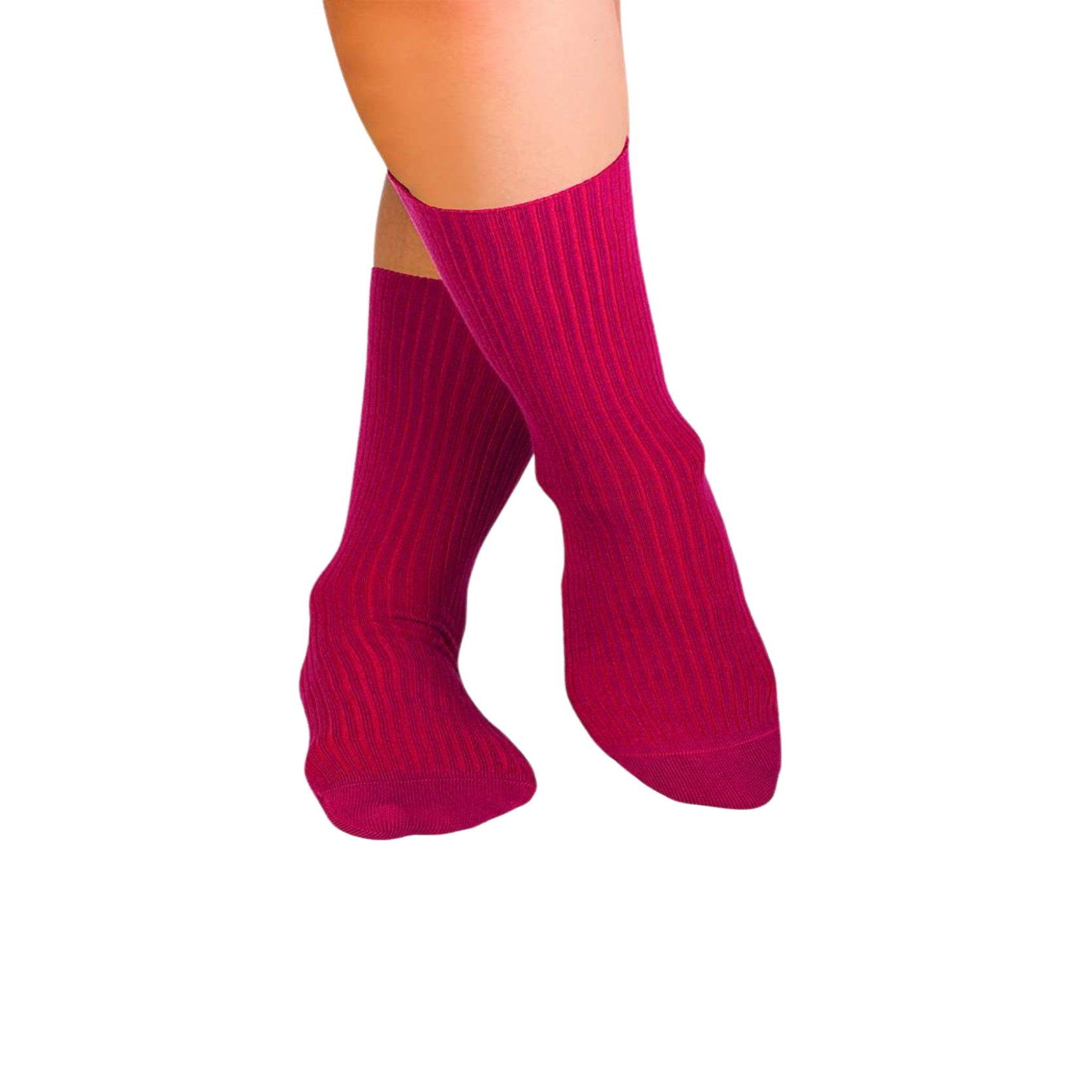 PIRIN HILL Chaussettes sans élastique coton bio fuchsia