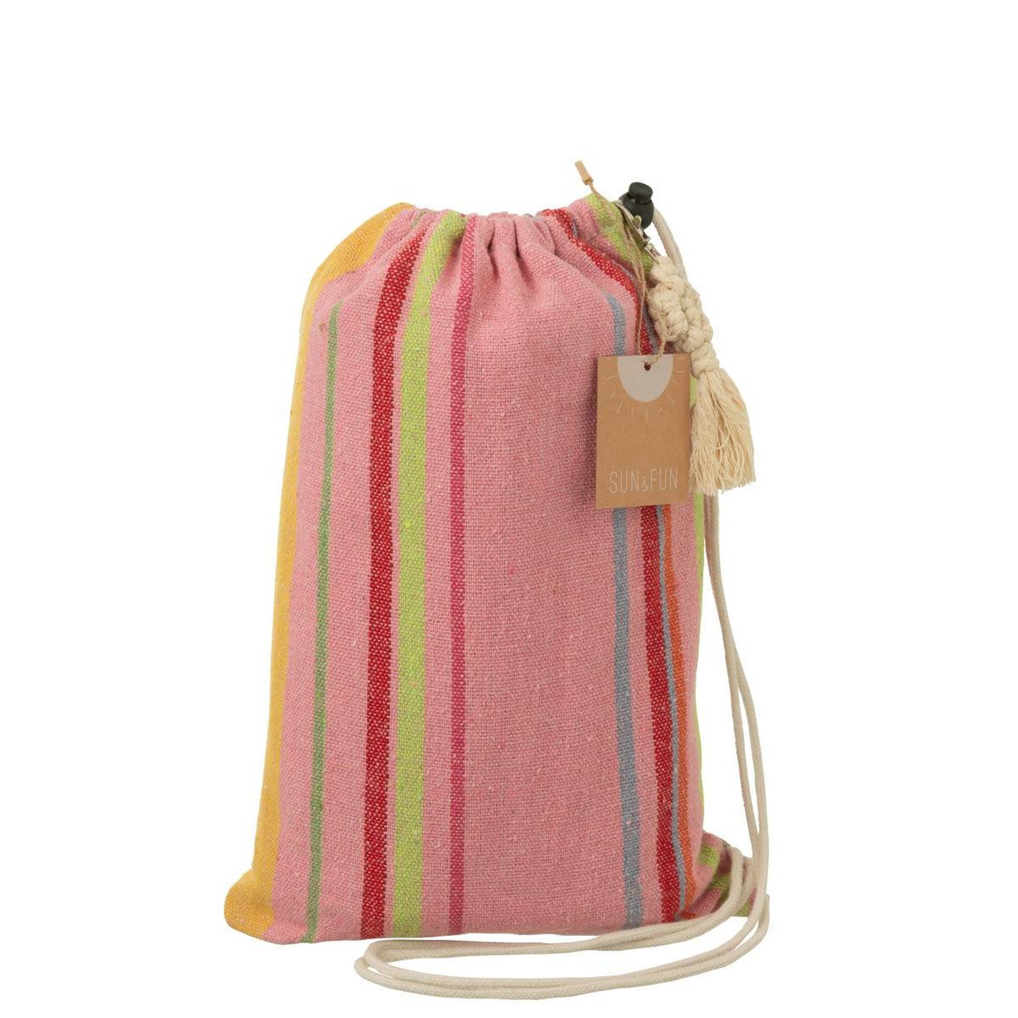 Voir la diapositive 4 : J-LINE Hamac en tissu  rayures  200cm rose clair