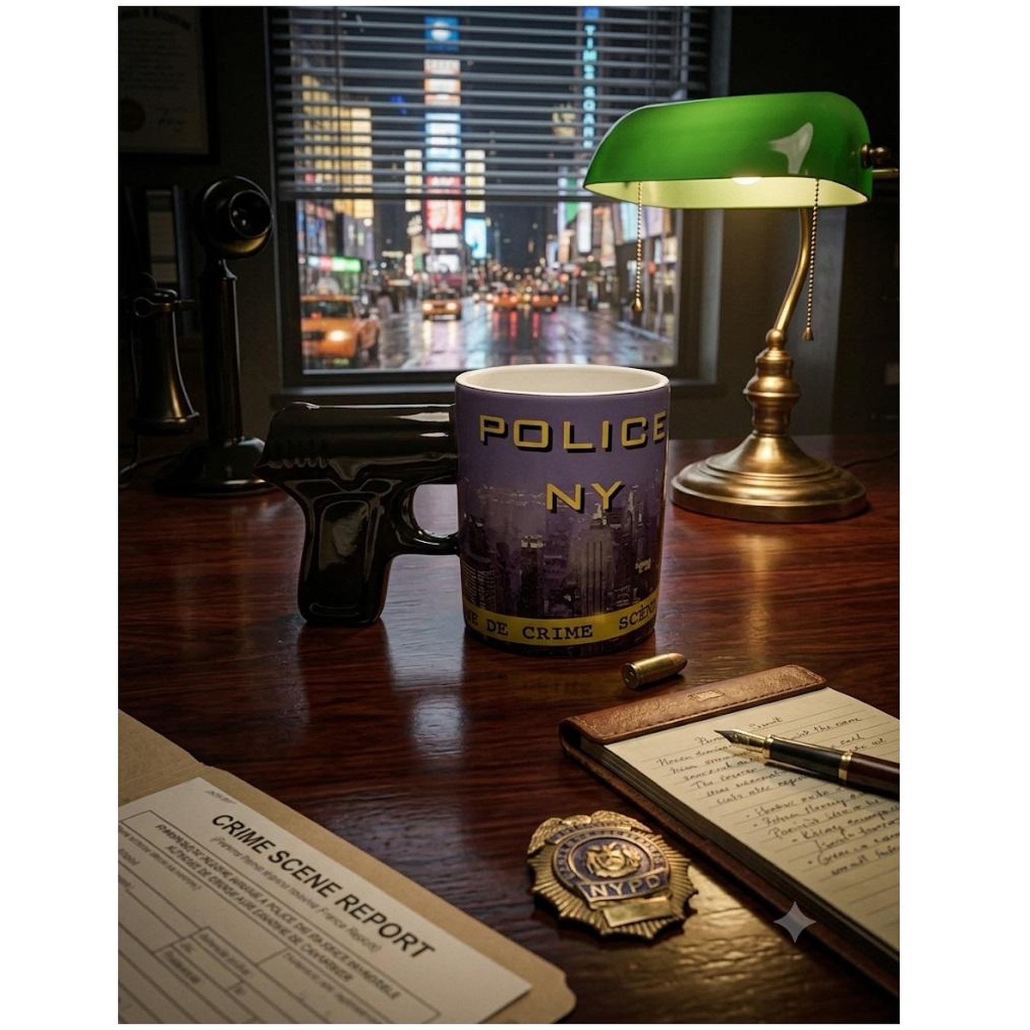Voir la diapositive 5 : Eden Mug police ny avec anse pistolet 10 cm