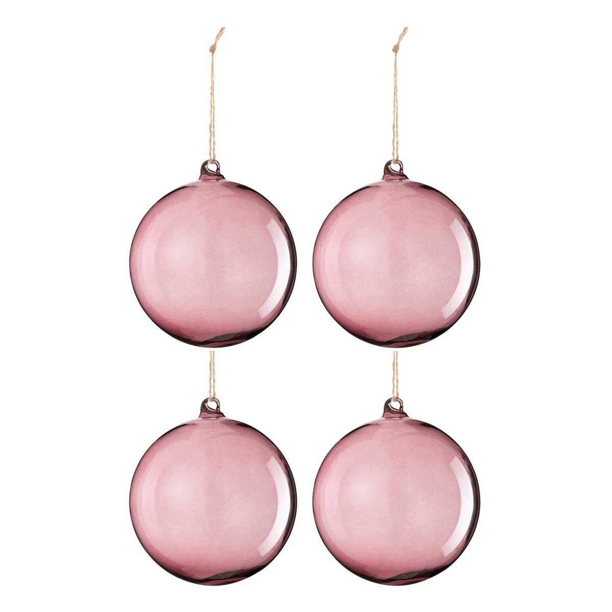 J-LINE Lot de 4 boules de noël  lindsay  12cm rose