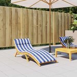 VIDAXL Coussin de chaise longue rayures bleues/blanches 180x60x3 cm