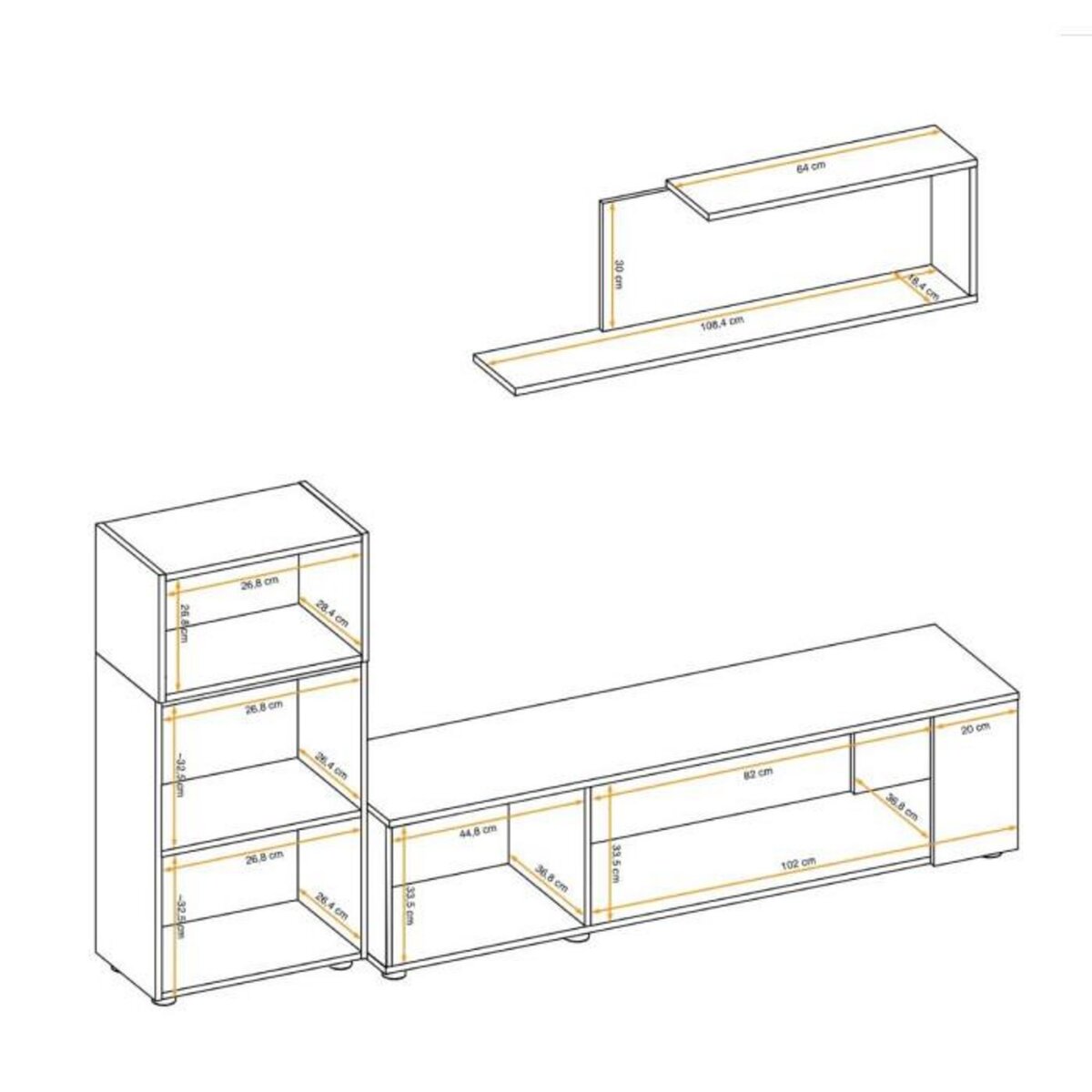 Paris Prix Ensemble Meuble TV  Maze I  200cm Blanc & Naturel