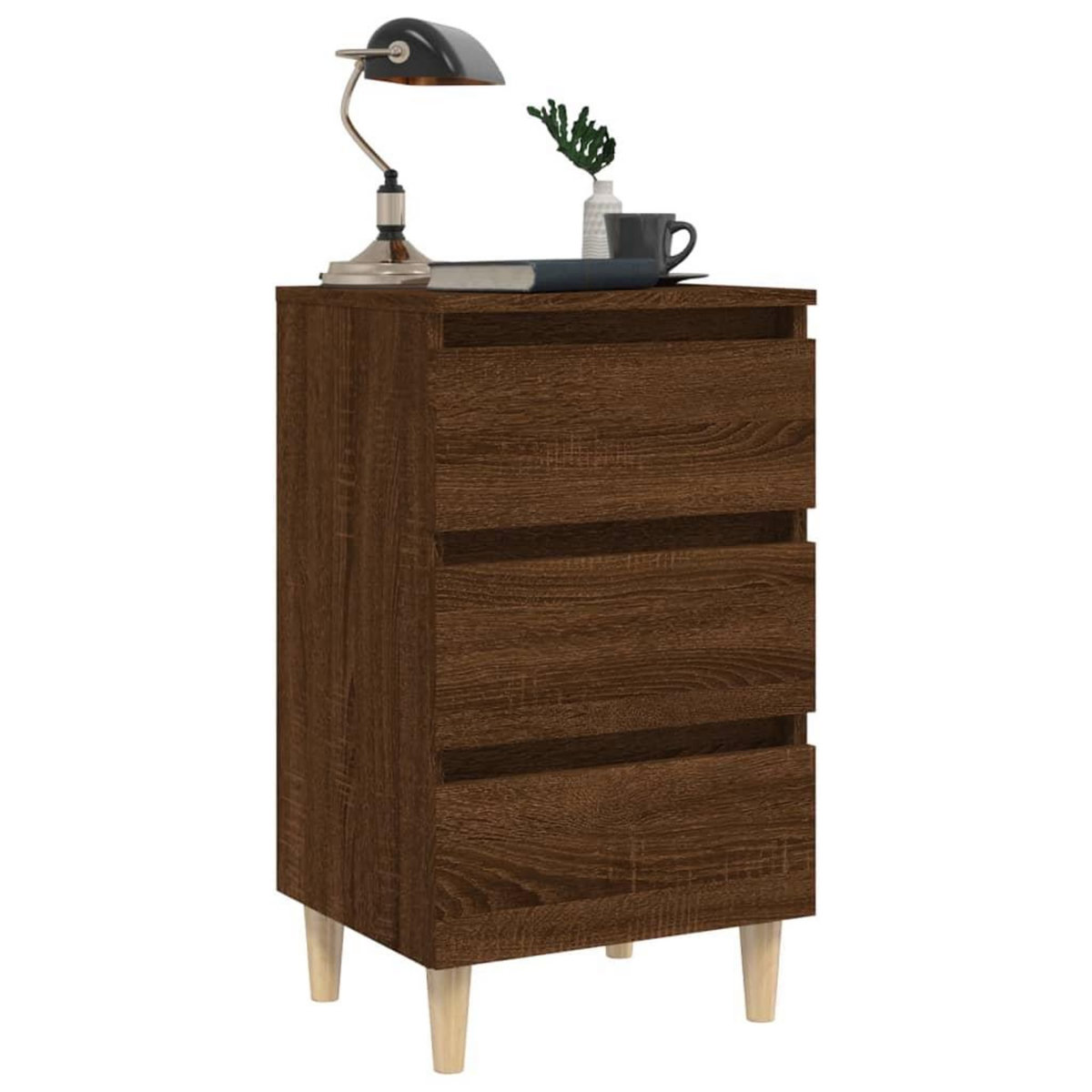 VIDAXL Tables de chevet pieds en bois 2 pcs Chene marron 40x35x69 cm