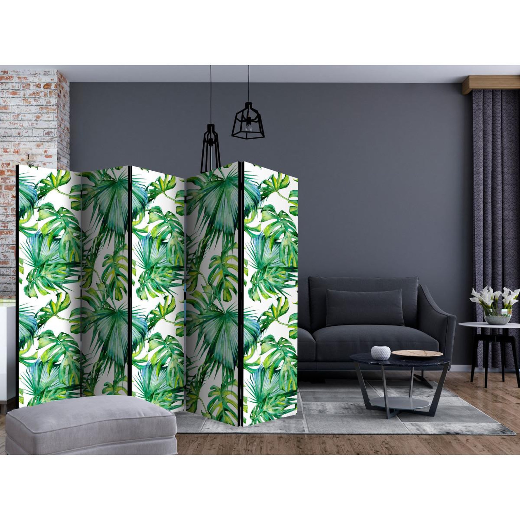 Voir la diapositive 2 : Paris Prix Paravent 5 volets  jungle leaves  172x225cm