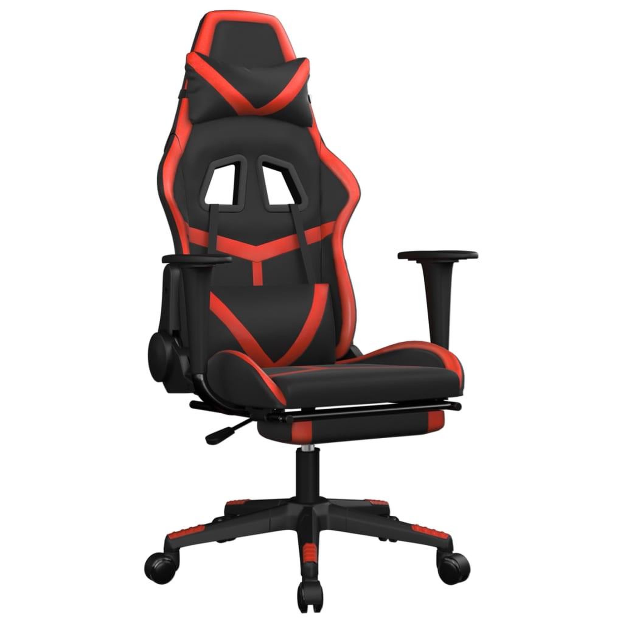 Voir la diapositive 2 : VIDAXL Chaise de jeu avec repose-pied Noir et rouge Similicuir