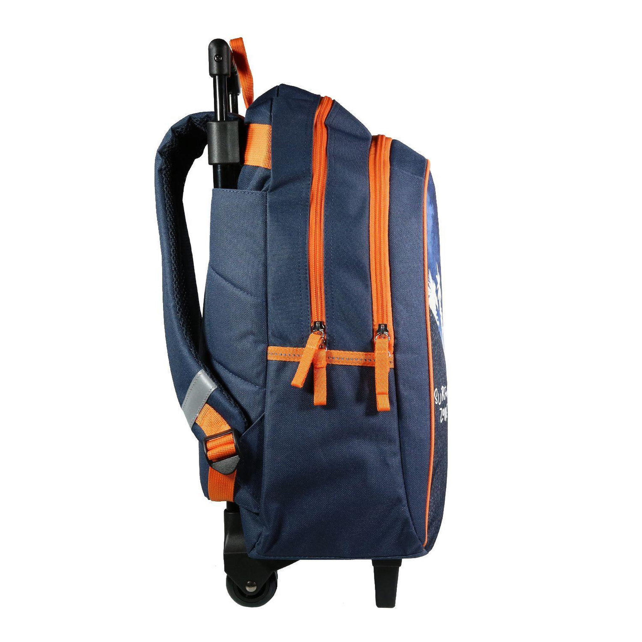Voir la diapositive 3 : Bagtrotter BAGTROTTER Sac à dos à roulettes Vorax Bleu Dinosaure Surf