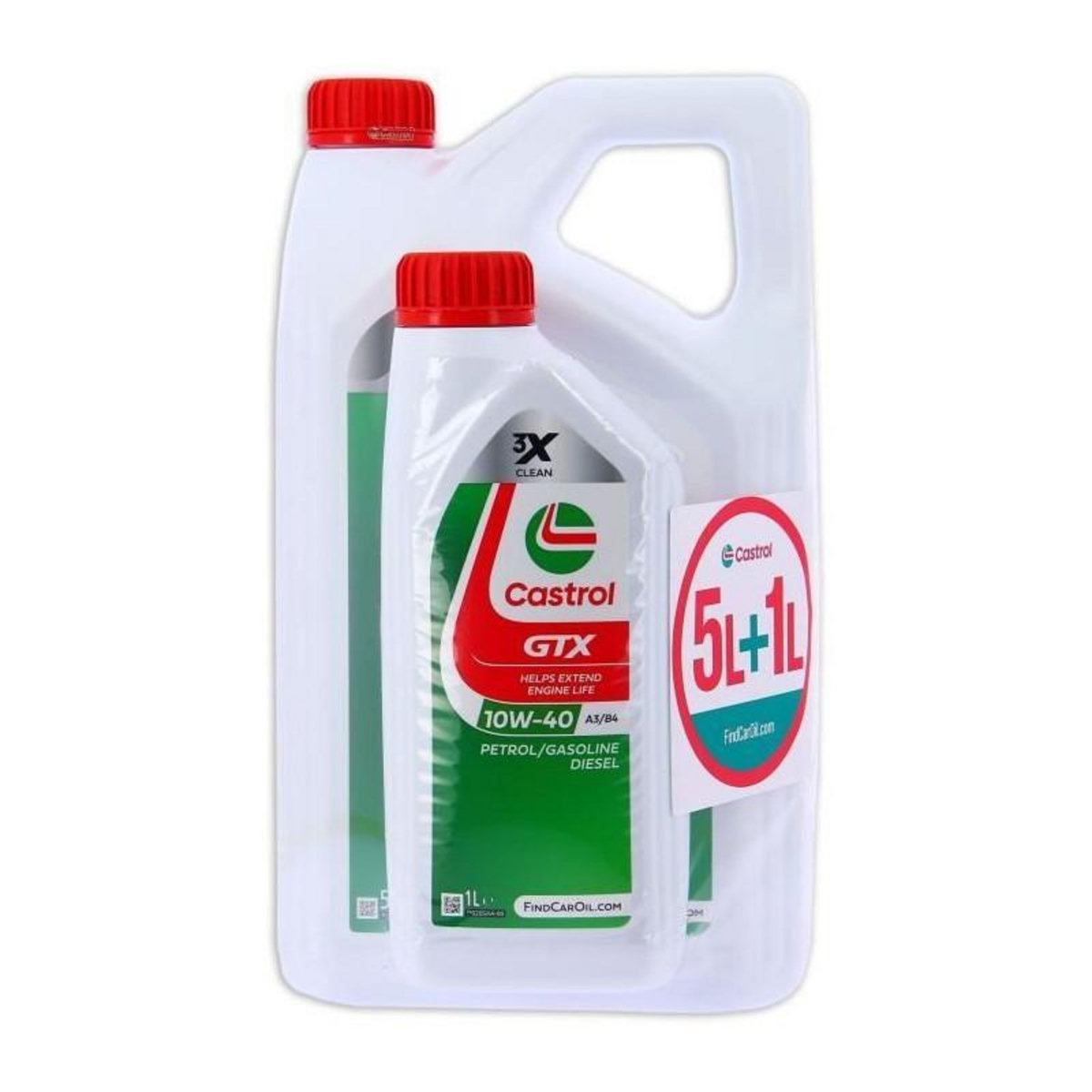 CASTROL Huile Moteur - CASTROL GTX - 10W-40 A3/B4 - 5L+1L - 057026