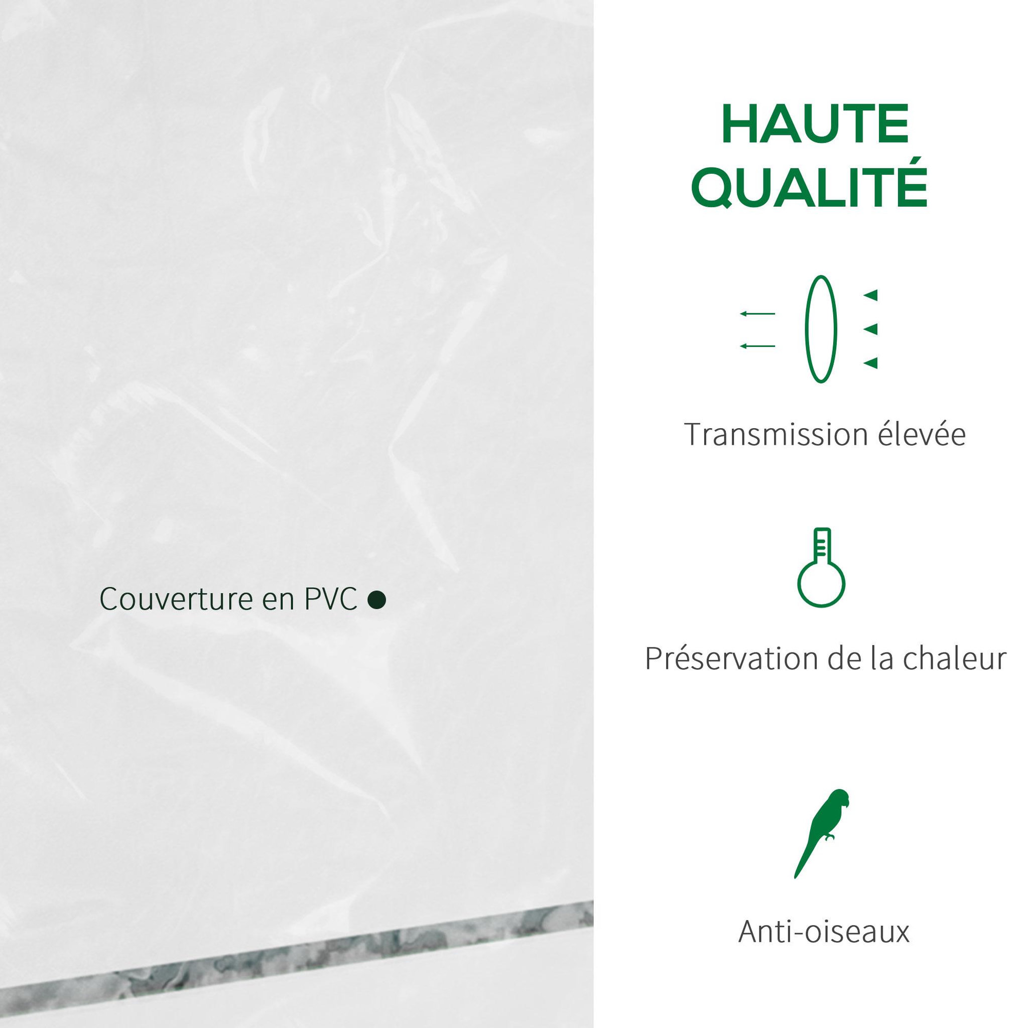 Voir la diapositive 4 : OUTSUNNY Serre de jardin balcon terrasse 8 étagères dim. 143l x 73l x 195h cm acier pvc imperméable anti-uv transparent vert