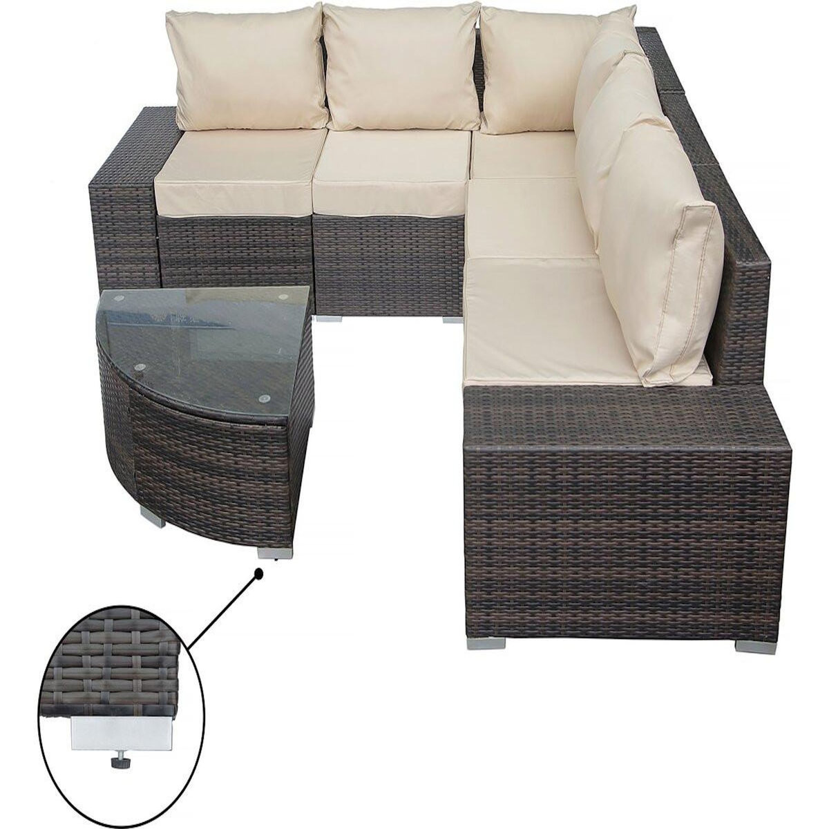 Habitat et Jardin Salon de jardin en résine tressée  Zelda  - 5 places - Marron