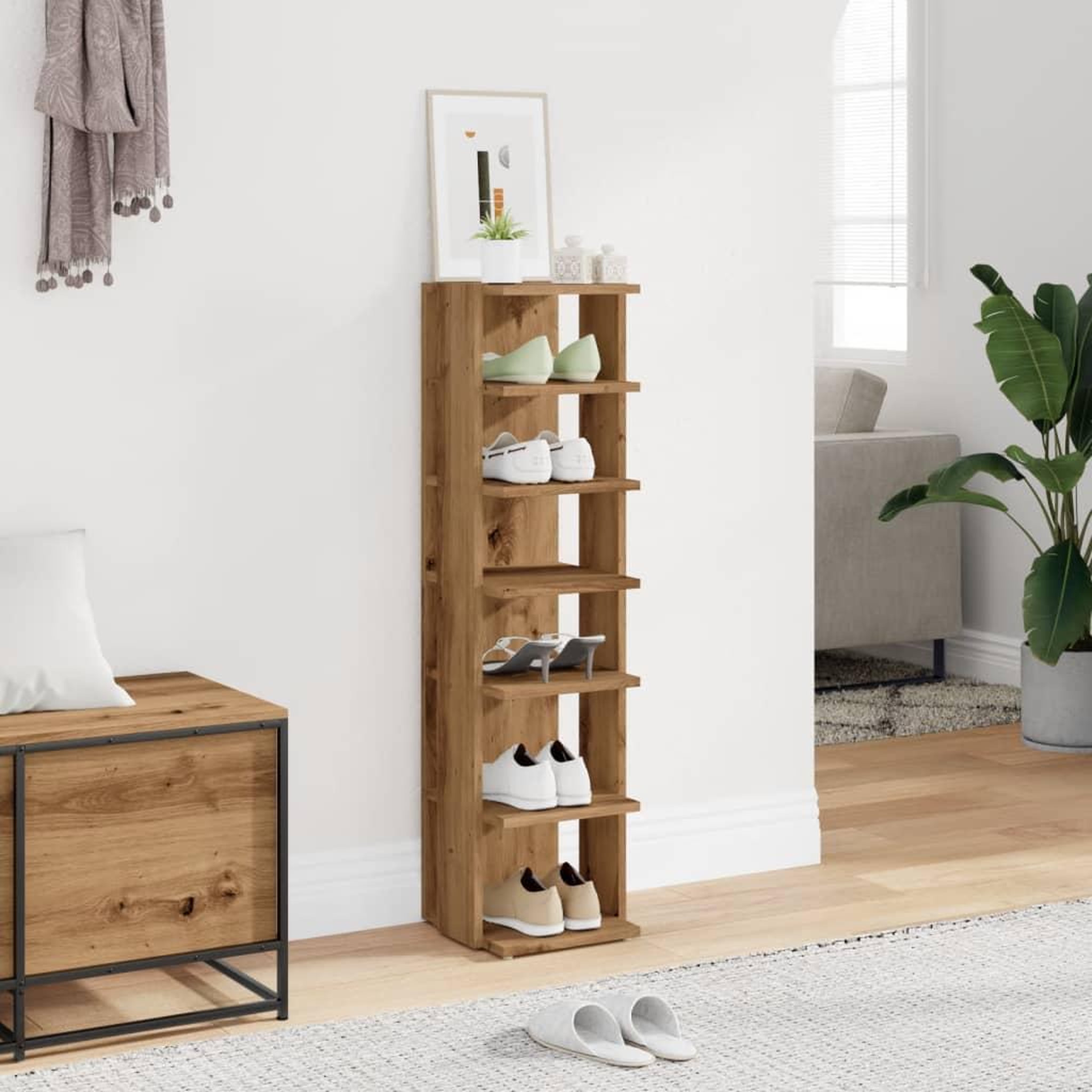 Voir la diapositive 3 : VIDAXL Armoire a chaussures chene artisanal bois d'ingenierie