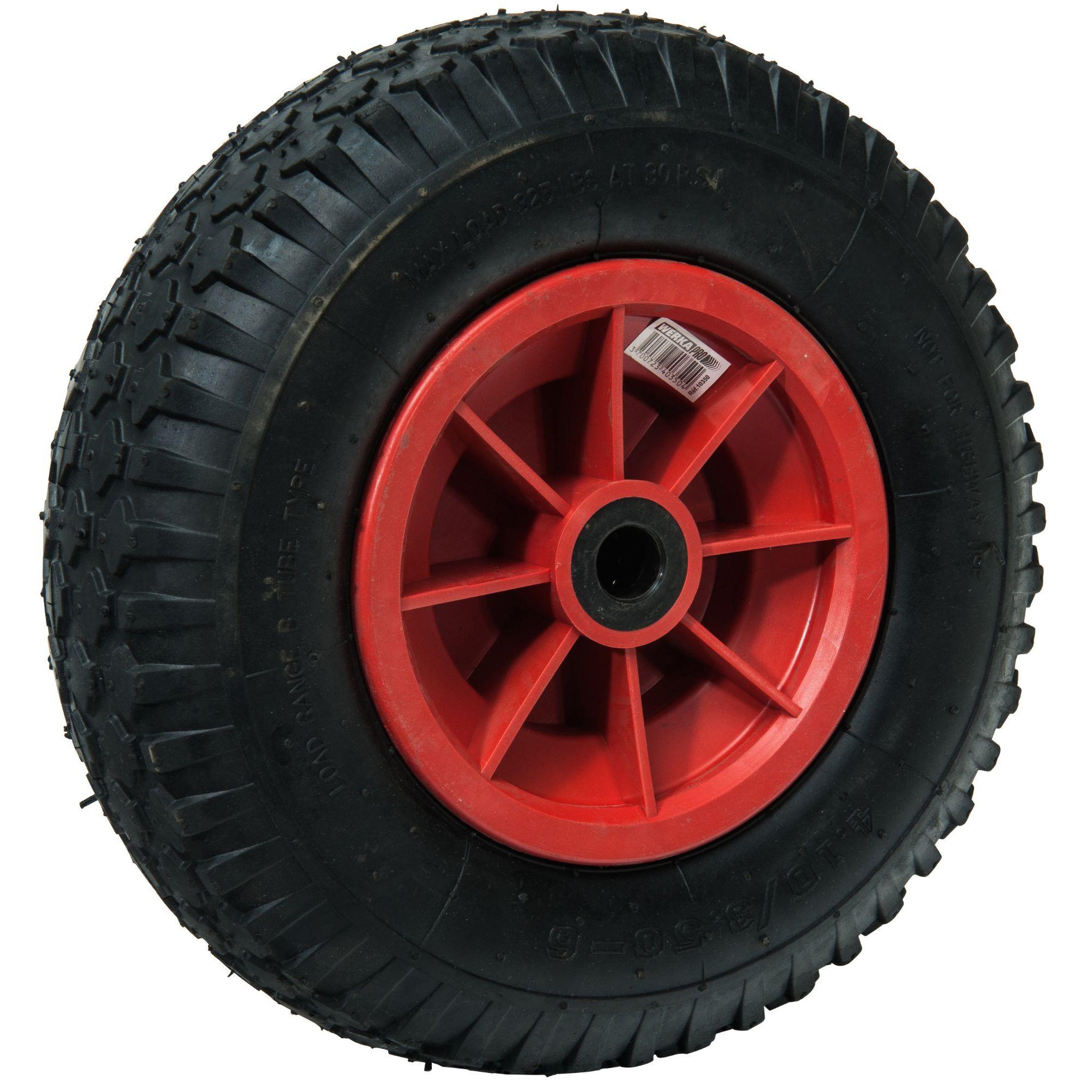 Voir la diapositive 2 : WERKAPRO Roue gonflable 12'' 300x85  alésage 20mm werka pro