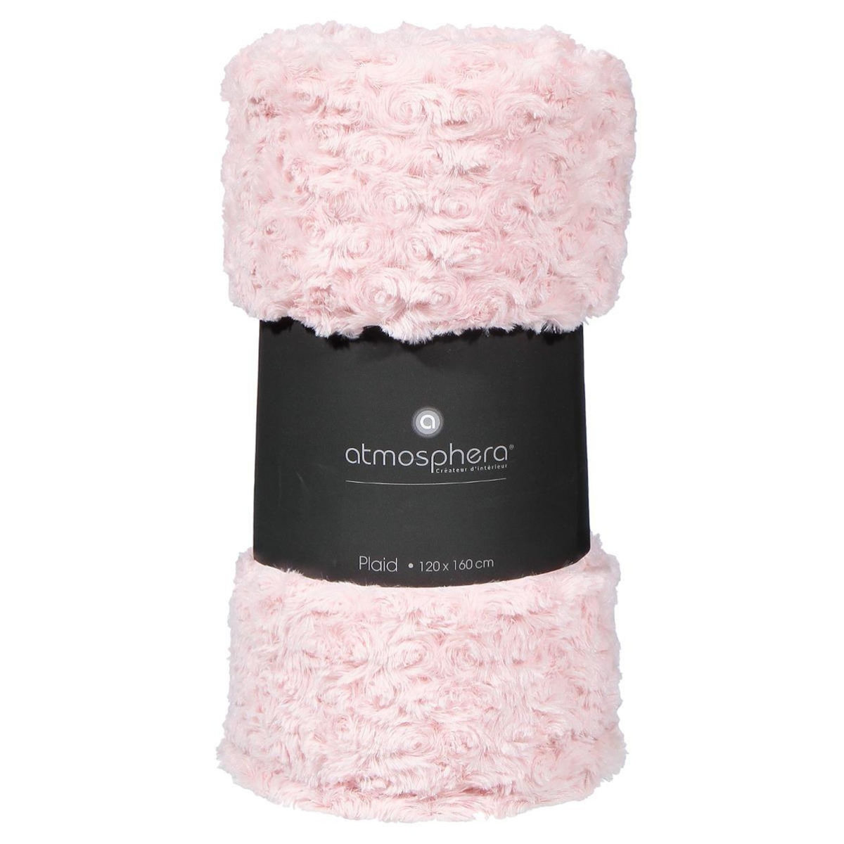 ATMOSPHERA Plaid Imitation Fourrure  Bouclée  120x160cm Rose