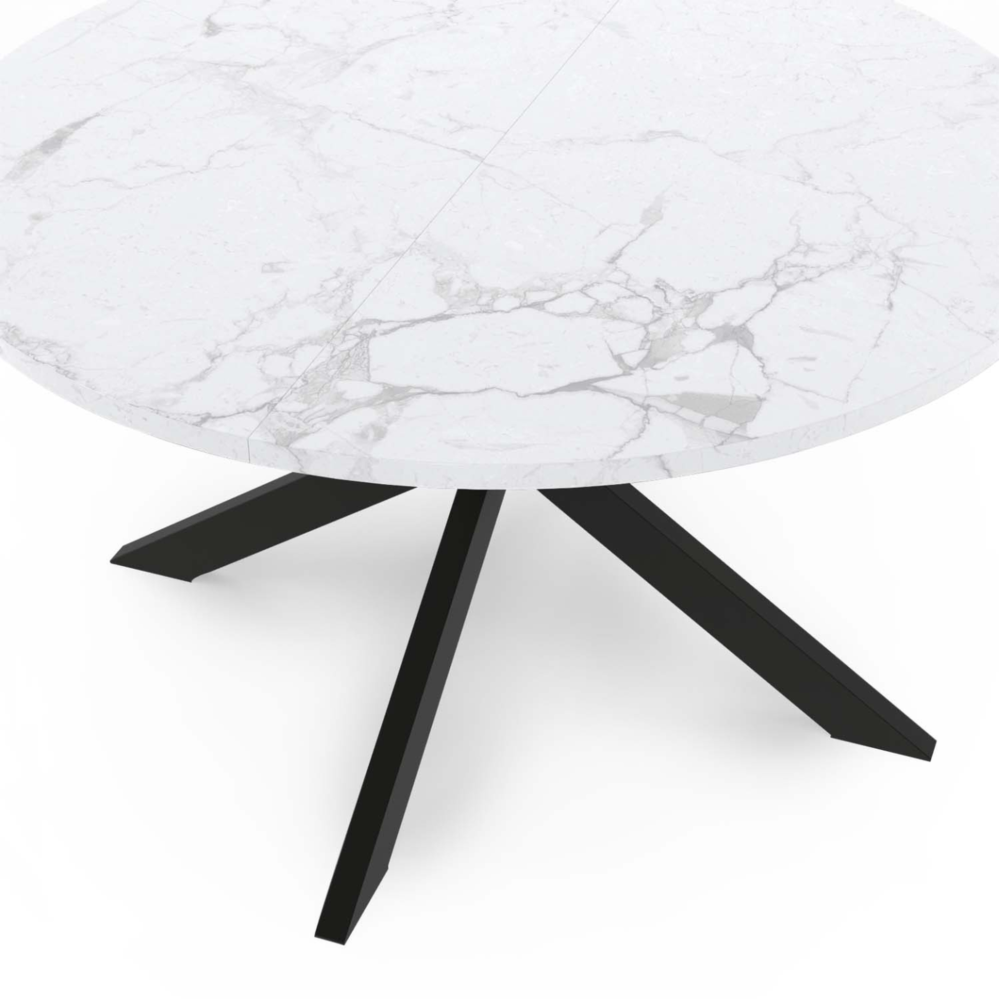 Voir la diapositive 5 : ID MARKET Table basse ronde alaska 70 cm plateau effet marbre blanc et  pied araignée métal noir