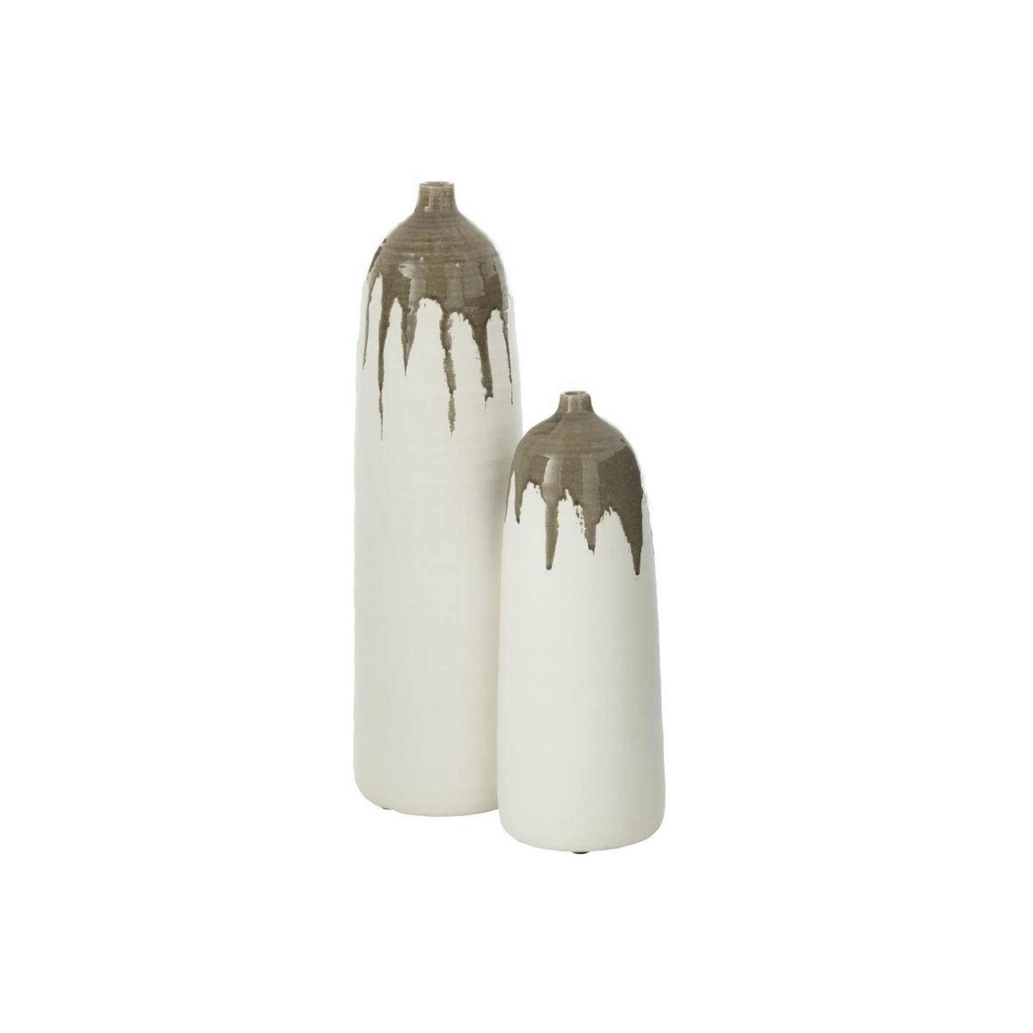 Voir la diapositive 2 : J-LINE Vase bouteille en argile  olea  47cm blanc & vert