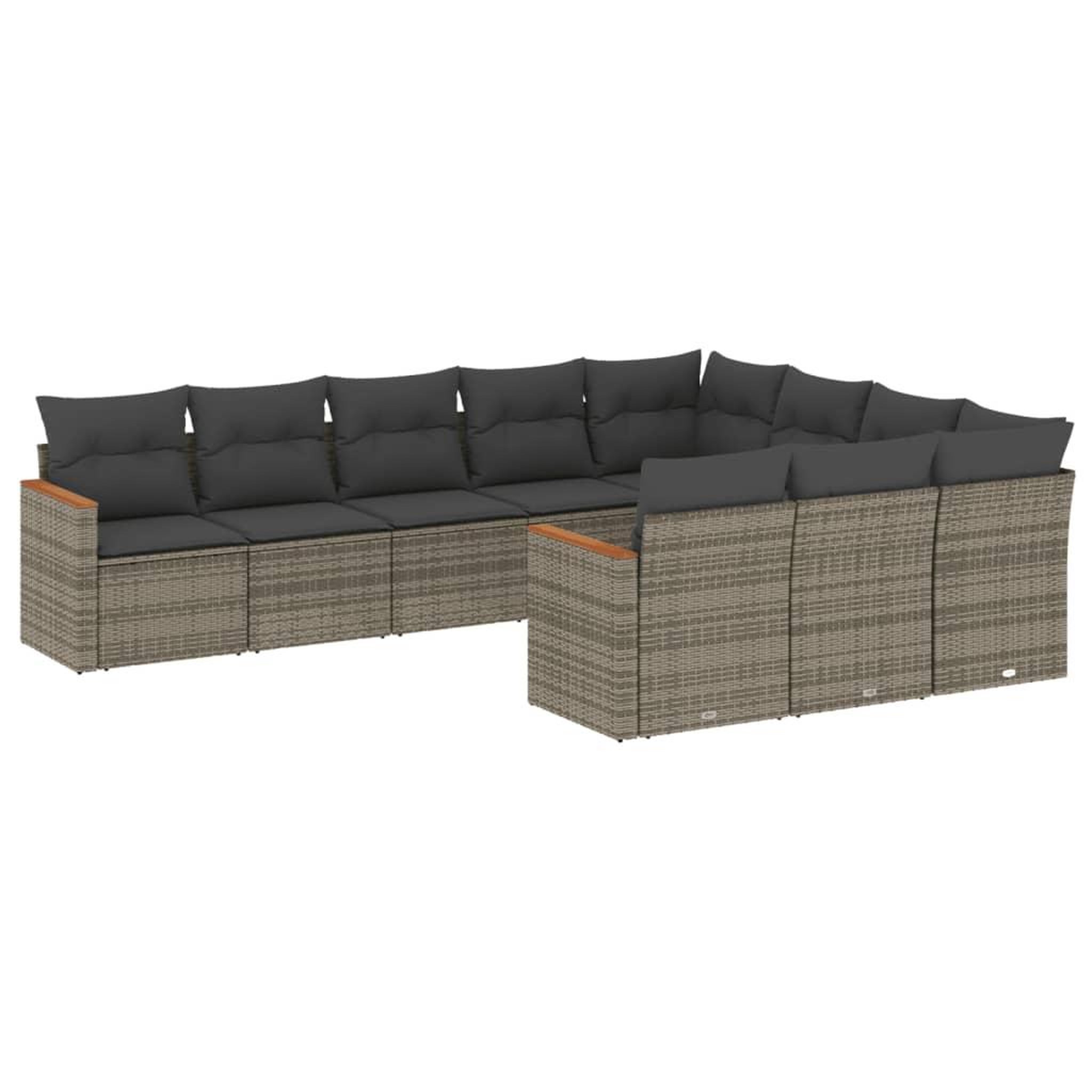 Voir la diapositive 2 : VIDAXL Salon de jardin avec coussins 10 pcs gris resine tressee