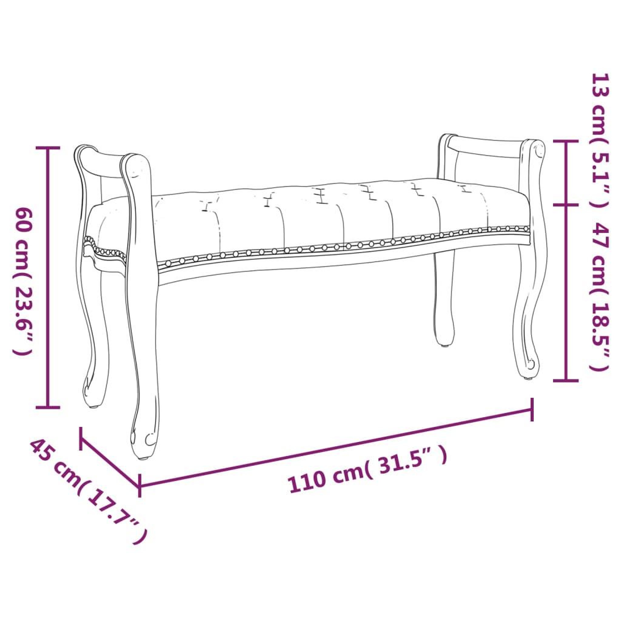 Voir la diapositive 6 : VIDAXL Banc Rose 110x45x60 cm Velours
