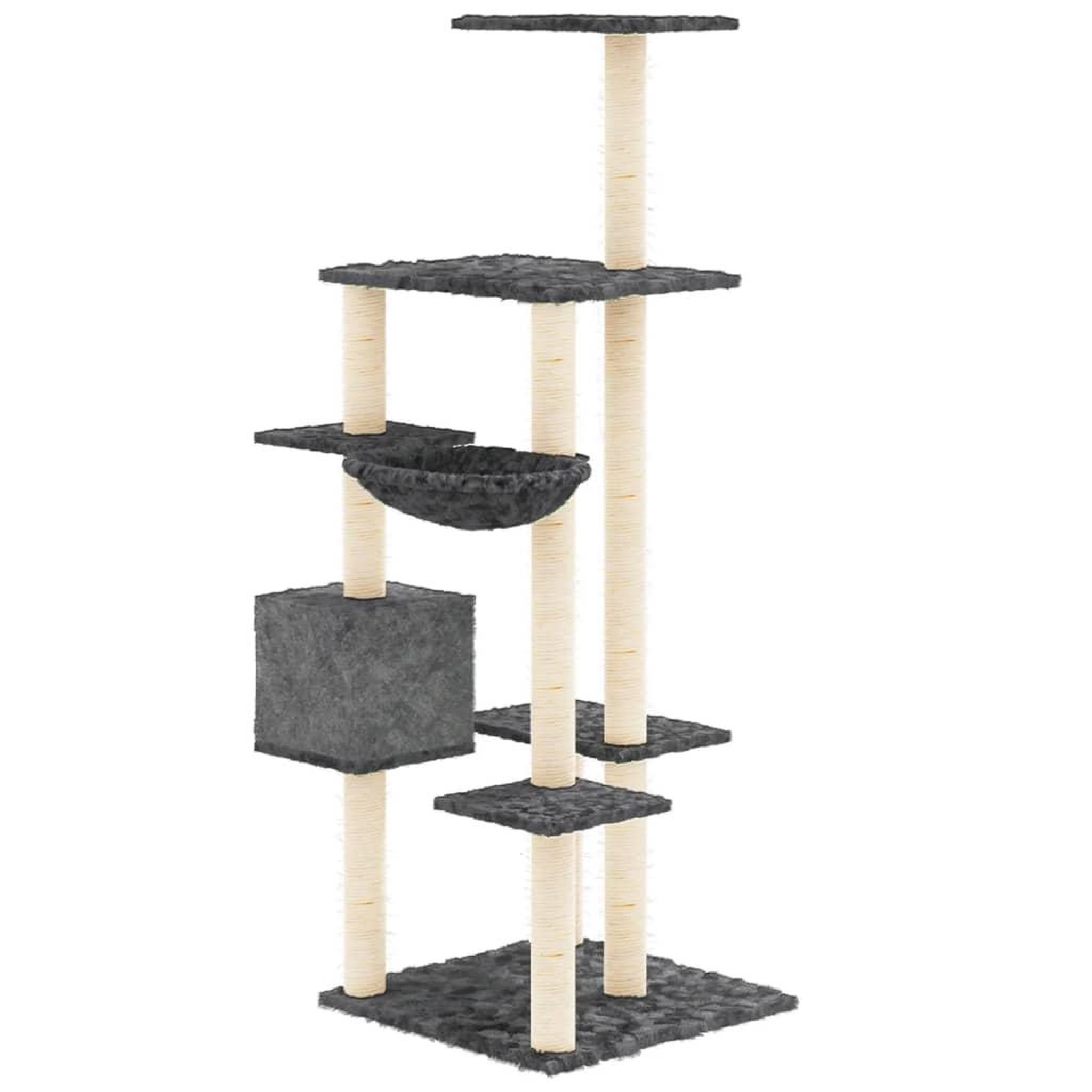 Voir la diapositive 5 : VIDAXL Arbre a chat avec griffoirs en sisal Gris fonce 142 cm