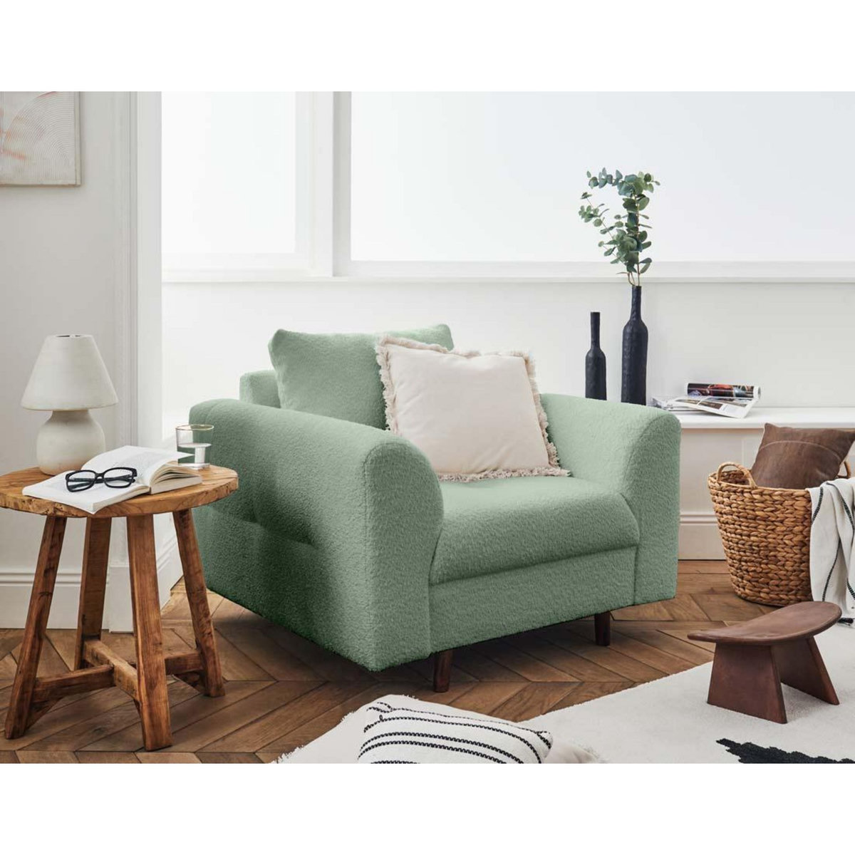 LISA DESIGN Rune - fauteuil - en tissu bouclette