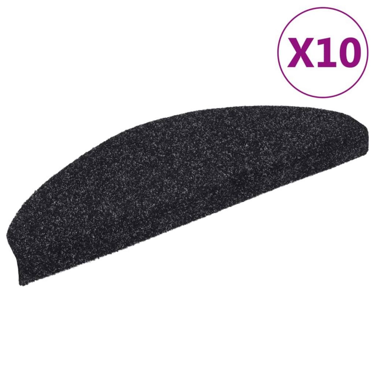 VIDAXL Tapis autoadhesifs de marches 10 pcs Noir 65x21x4 cm Aiguillete