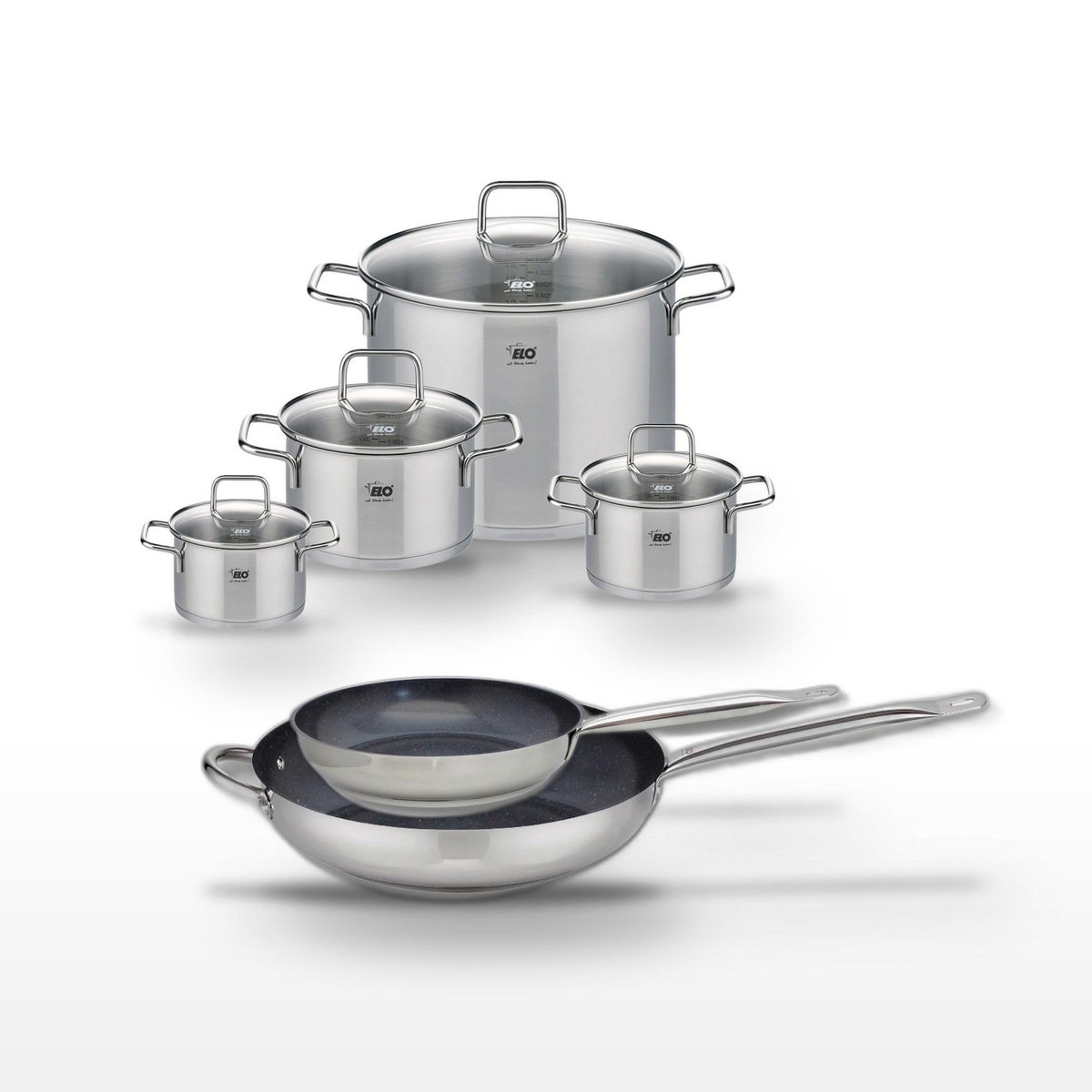 ELO Lot Poêles céramiques 24/32 cm & Faitouts 14/16/20/26 cm Elo Profi Therm Platinum