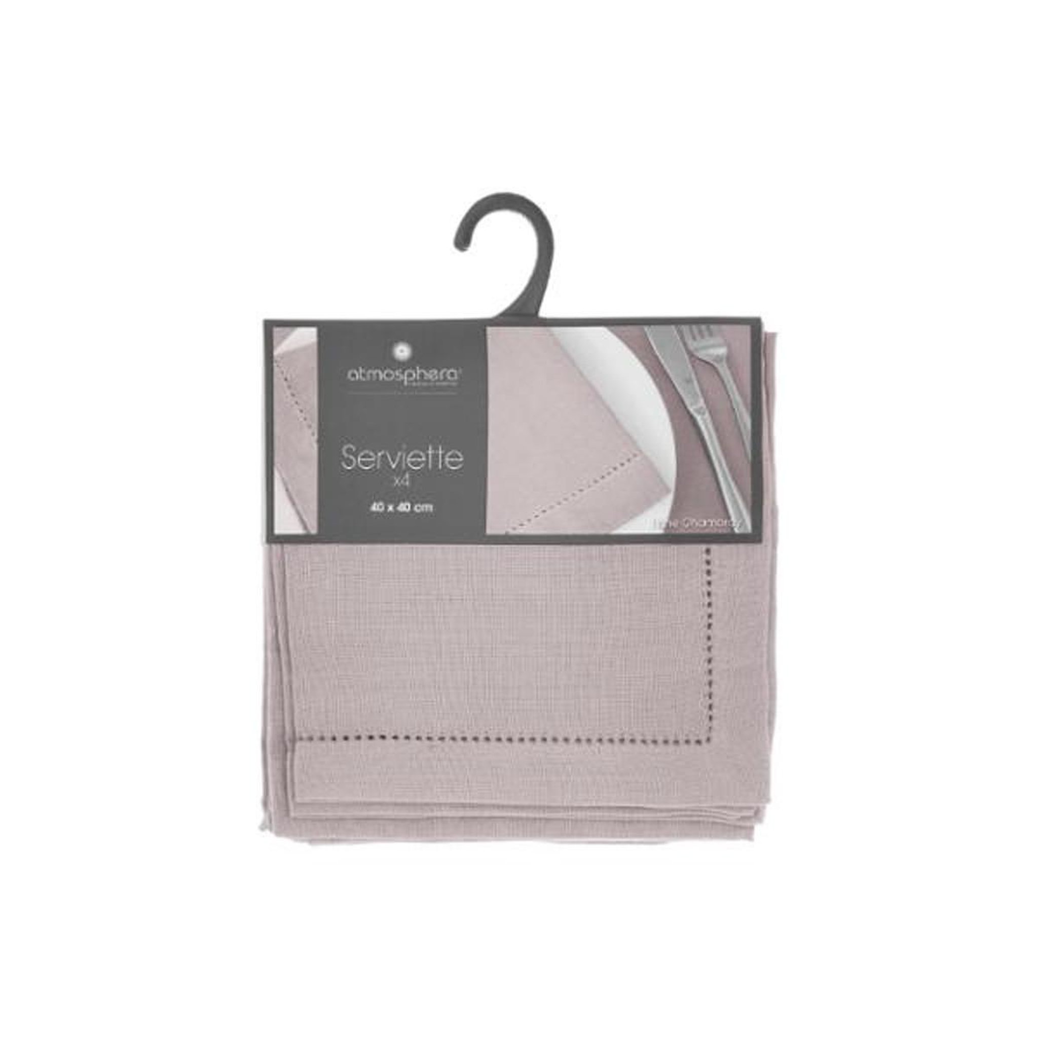 Voir la diapositive 6 : ATMOSPHERA Lot de 4 serviettes de table  chambray  40x40cm gris clair