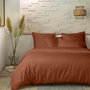 Voir la diapositive 1 : Home collection Parure de couette 3pcs 260x240cm 100%percale de coton 80 fils/cm2-uni terracota