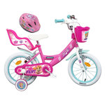 Nickelodeon Vélo enfant - Modèle 16'' Pat Patrouille à l'effigie de Stella + Casque pour enfant de 105/120 cm avec stabilisateurs - Panier avant - Porte poupée arrière - 2 freins