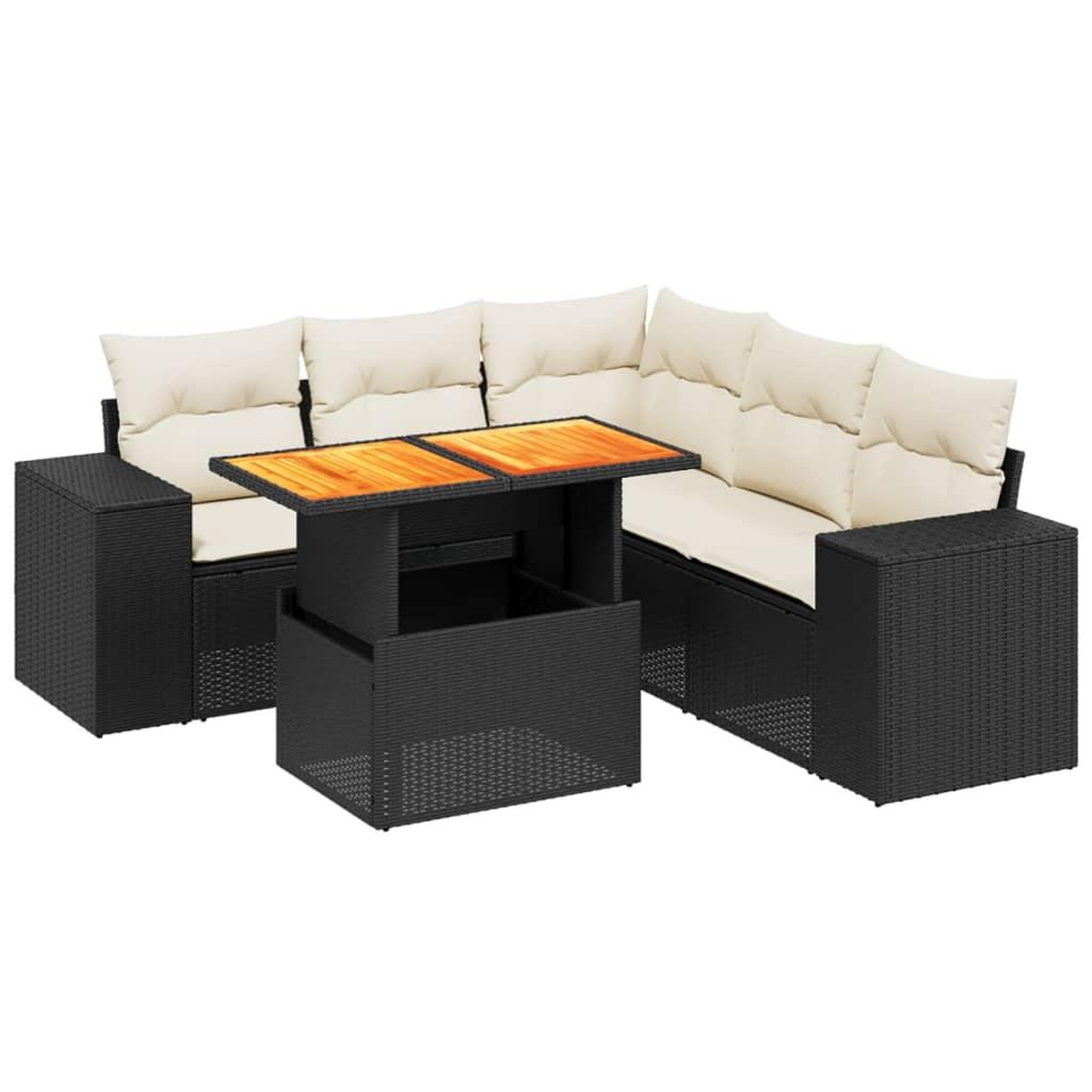 Voir la diapositive 2 : VIDAXL Salon de jardin 6 pcs avec coussins noir resine tressee