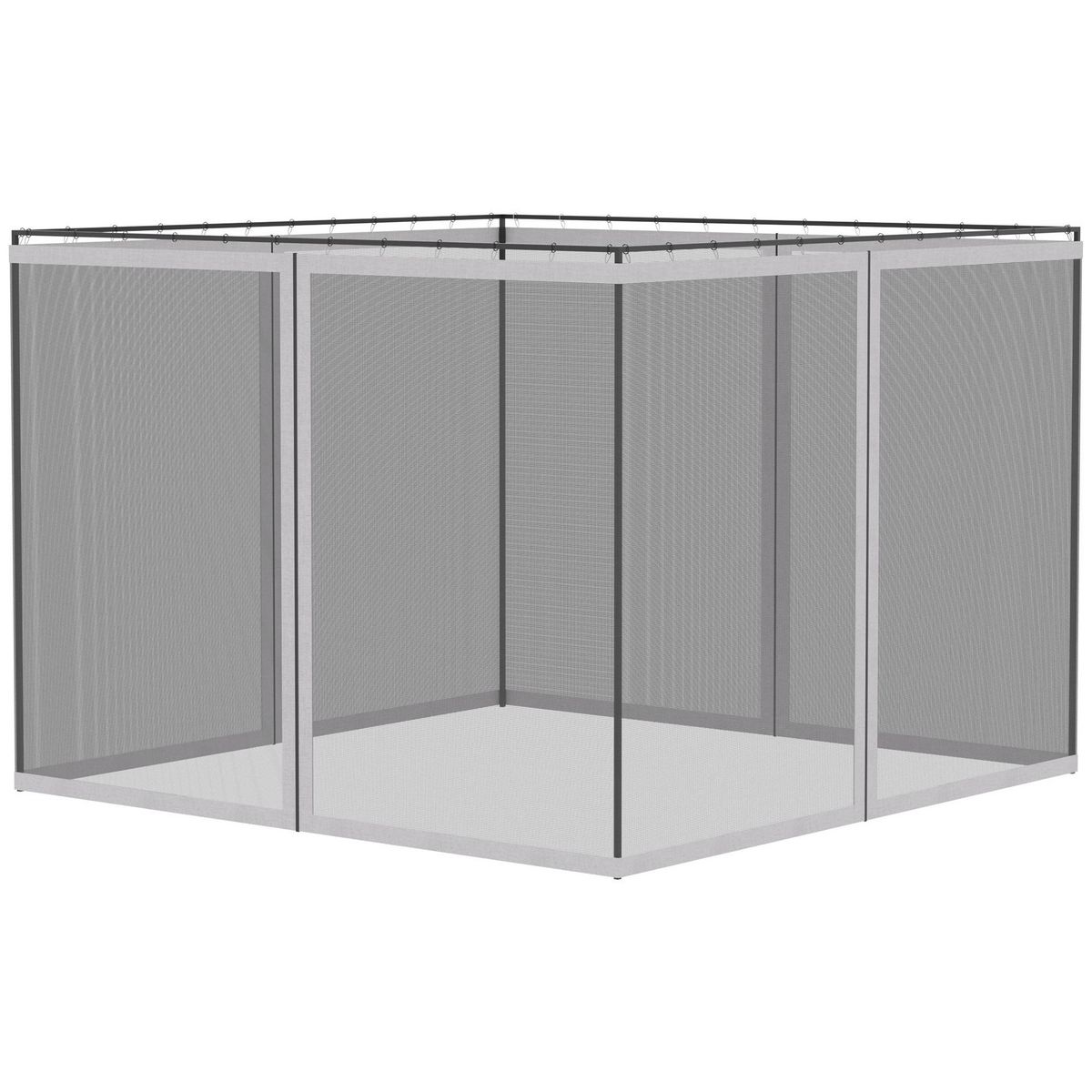 OUTSUNNY Moustiquaires pour tonnelle barnum pavillon de jardin 3 x 4 m - lot de 4 moustiquaires zippées + crochets d'attaches - polyester nylon
