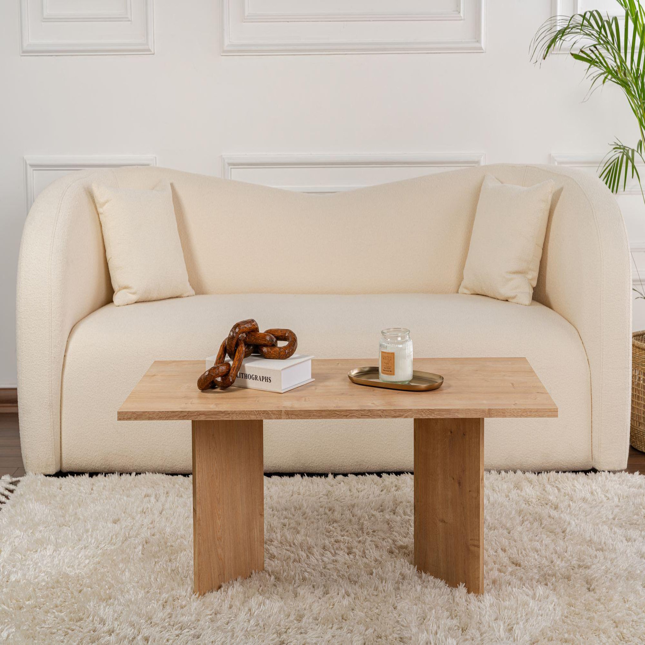 Voir la diapositive 3 : Habitat et Jardin Table basse en bois  sabin  - 60 x 119 x 40 cm - chêne saphir