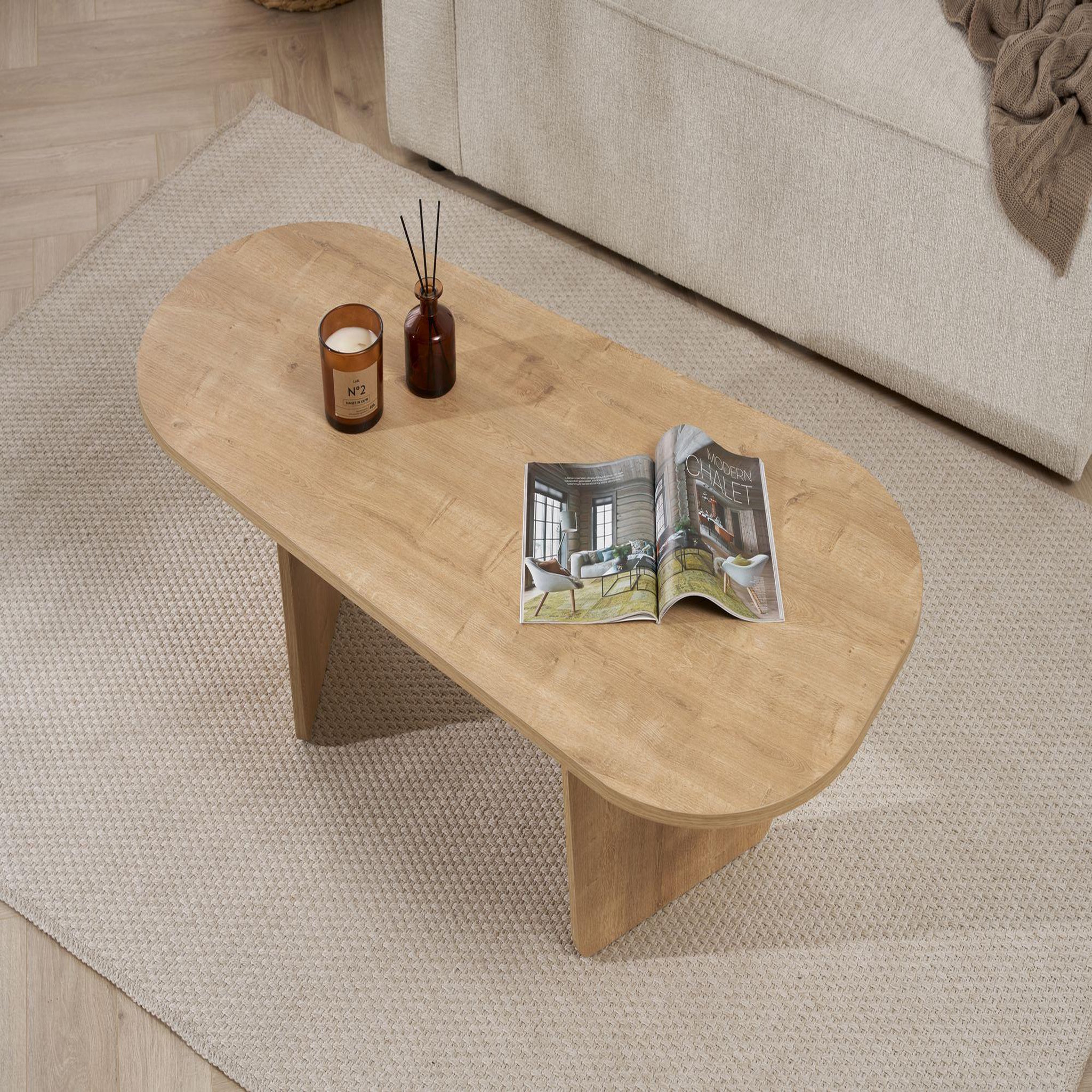 Voir la diapositive 4 : Habitat et Jardin Table basse en bois  ovalis  - 130 x 65 x 40 cm - chêne