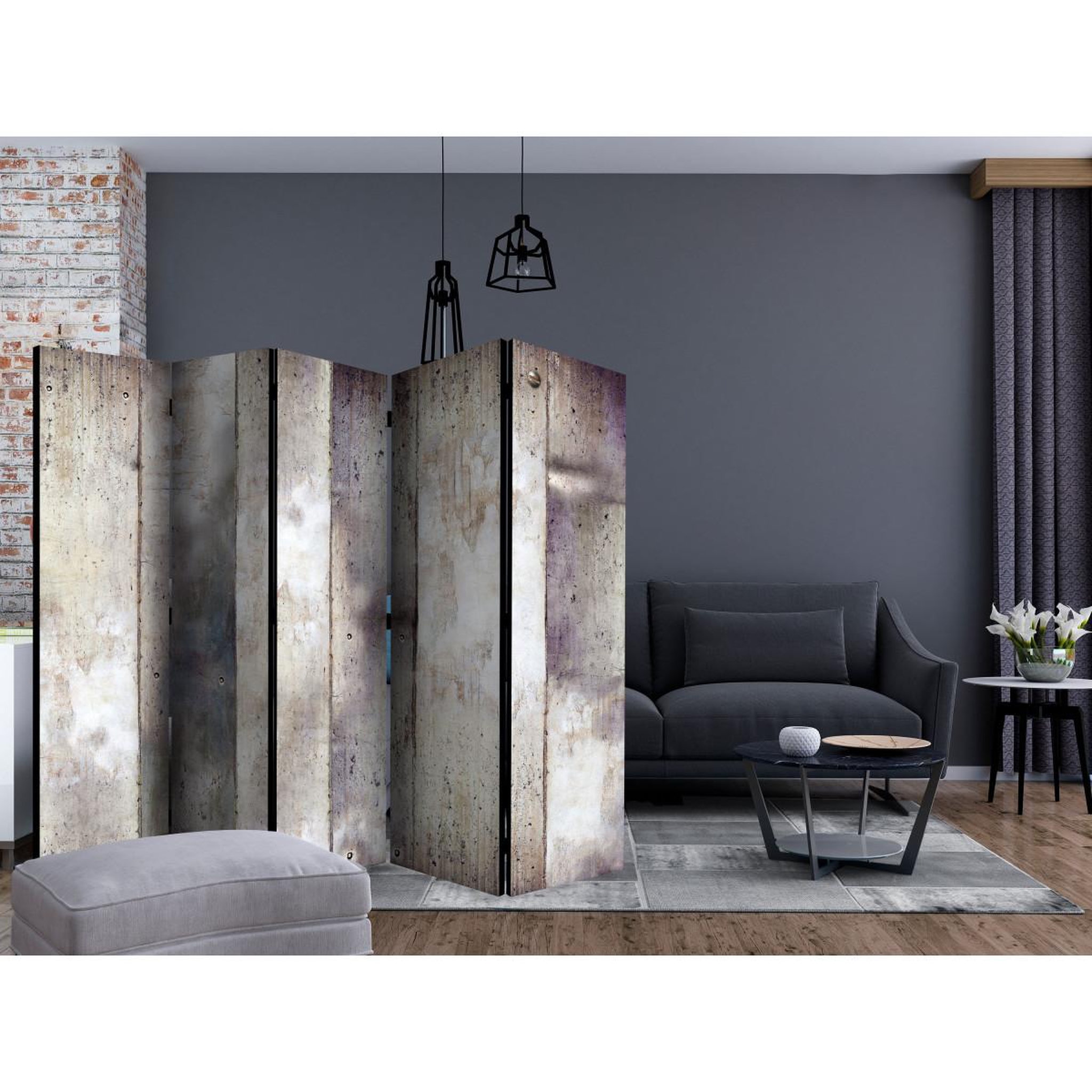 Voir la diapositive 2 : Paris Prix Paravent 5 volets  shades of gray  172x225cm