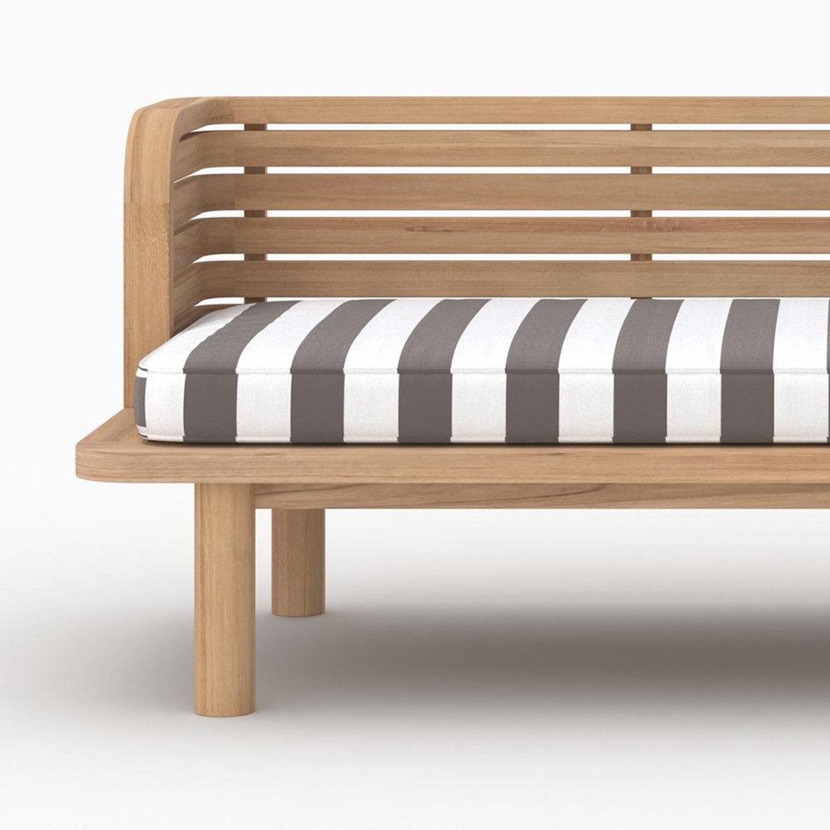 Rendez vous déco Canapé et fauteuil de jardin 3 places en teck massif, tissu rayé gris-Kilda