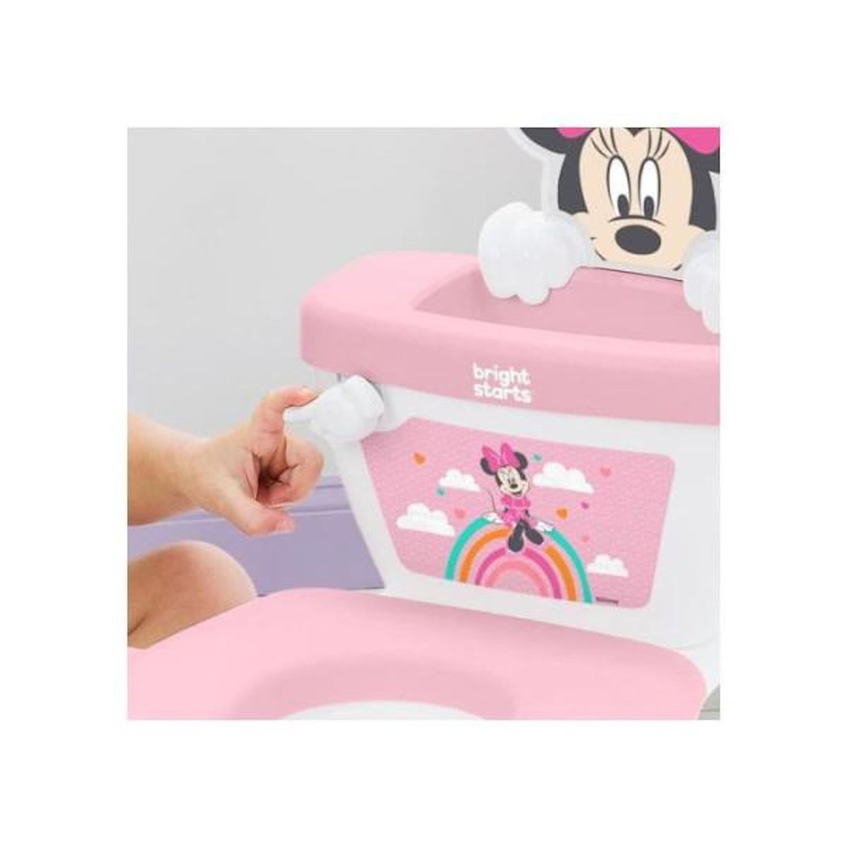 Bright Starts DISNEY BABY - MINNIE- Mini toilette avec réducteur de lunette de toilette inclus, 2 en 1, MySize, Pot amovible facile a nettoye