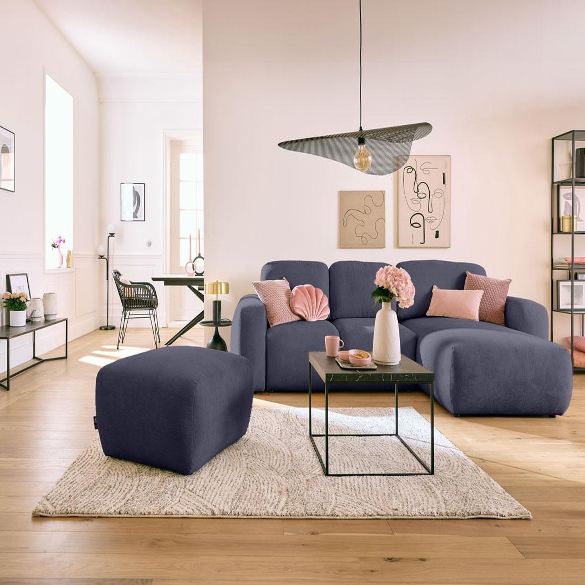 Voir la diapositive 2 : BEST MOBILIER Sorrente - pouf - en tissu texturé