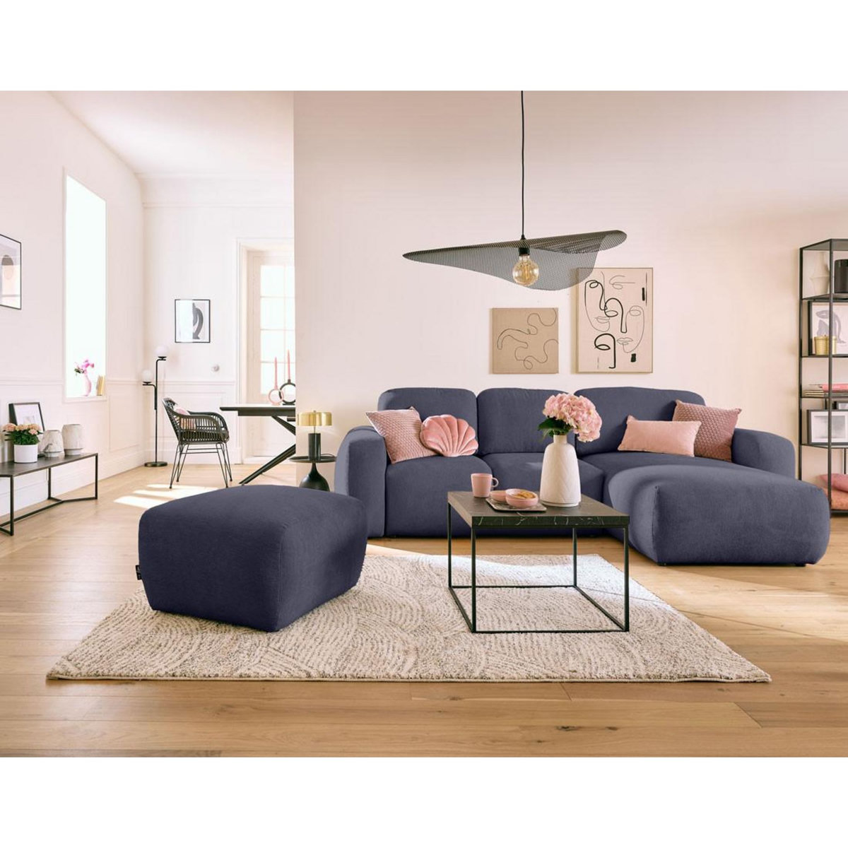 LISA DESIGN Sorrente - pouf - en tissu texturé