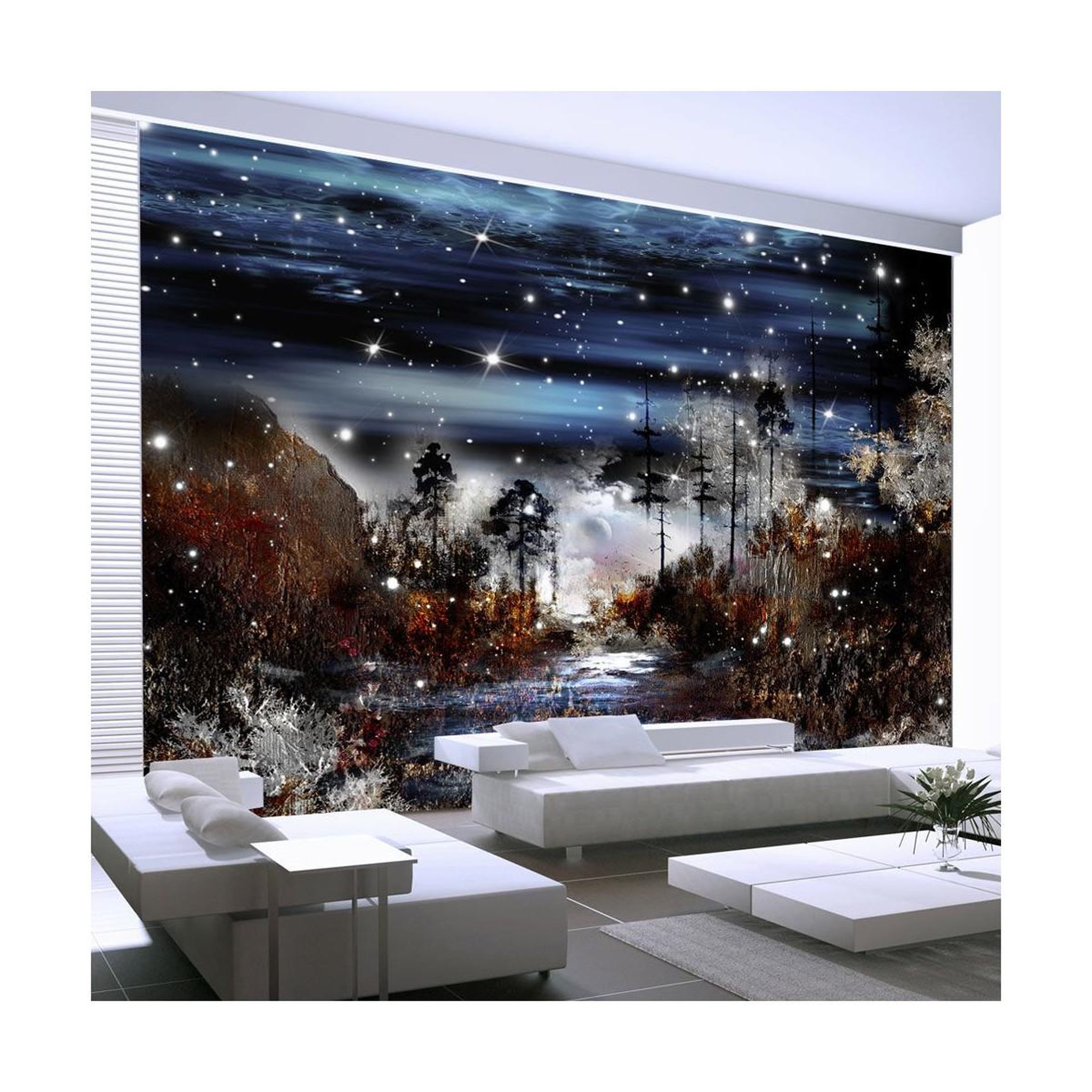 Paris Prix Papier peint  nuit dans la foret. Coloris disponibles : Multicolore