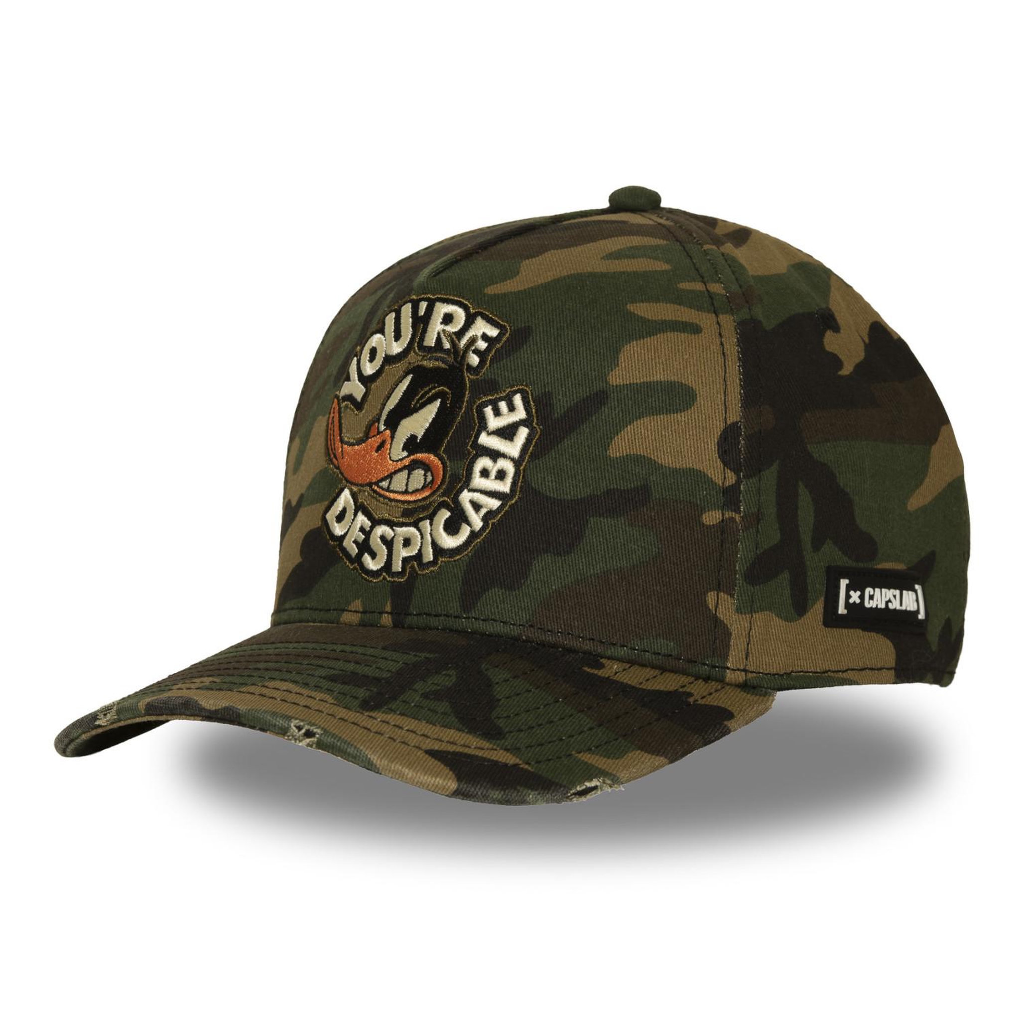 CAPSLAB Casquette trucker premium broderie effet usé looney tunes despicable. Coloris disponibles : Vert