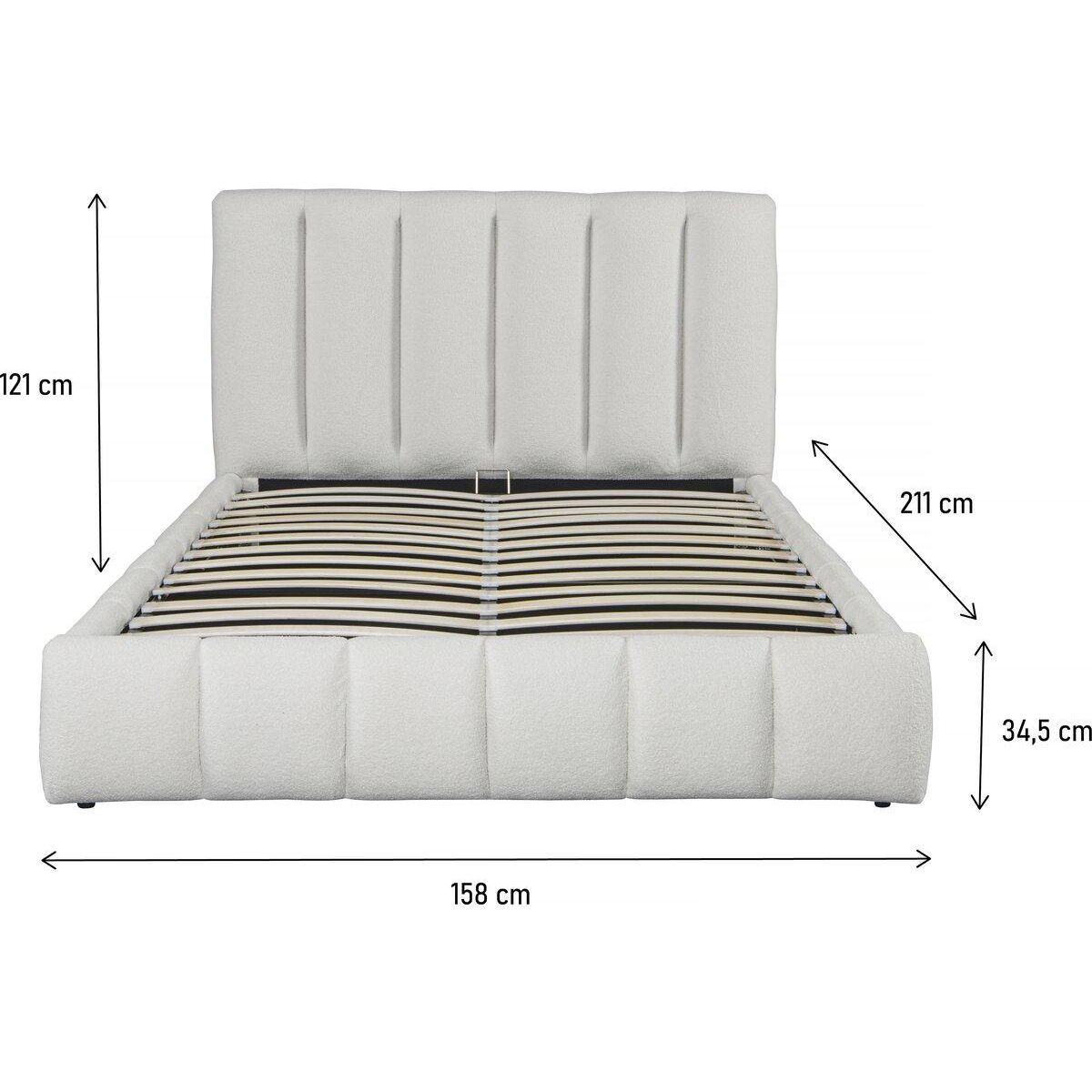 Habitat et Jardin Lit bouclette avec coffre  Annie  - 140 x 190 cm - Blanc