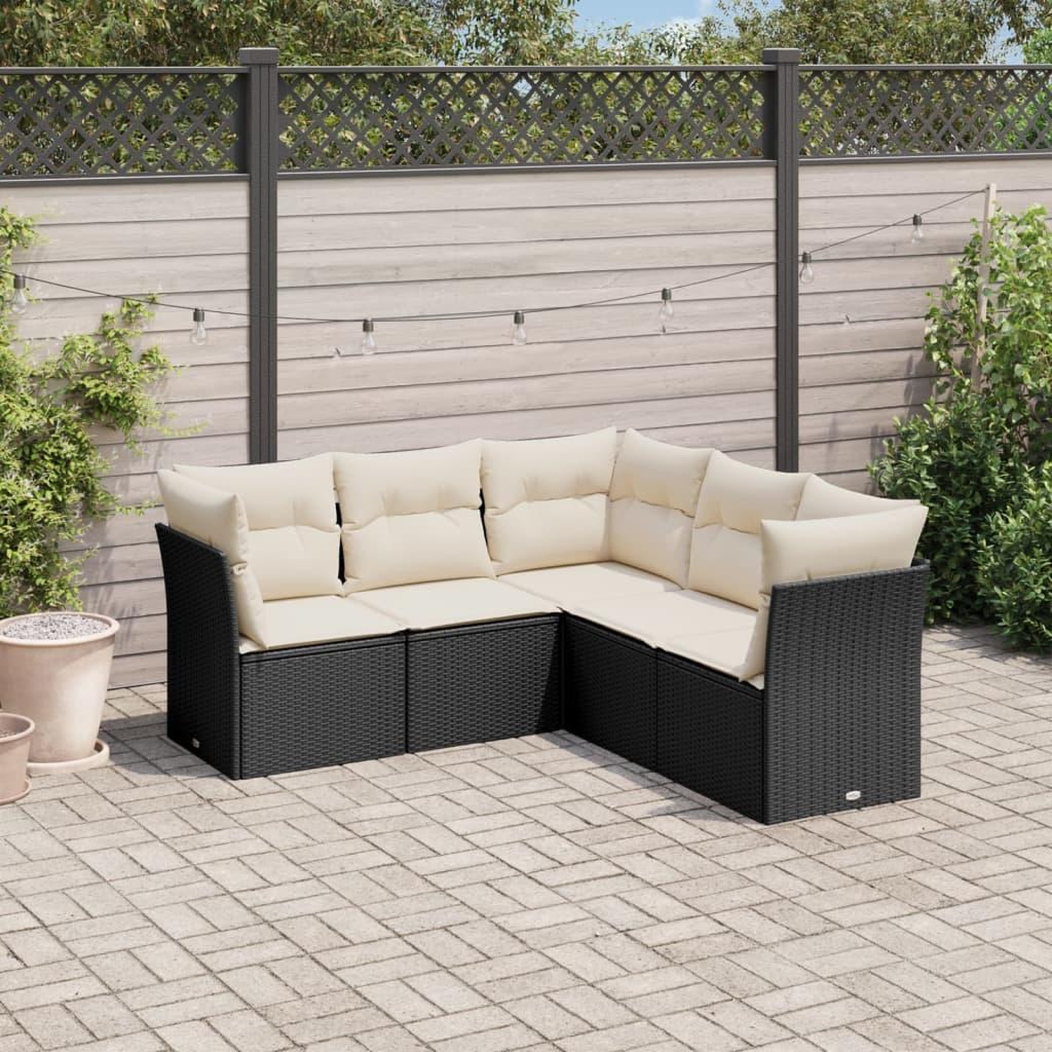 VIDAXL Salon de jardin 5 pcs avec coussins noir resine tressee