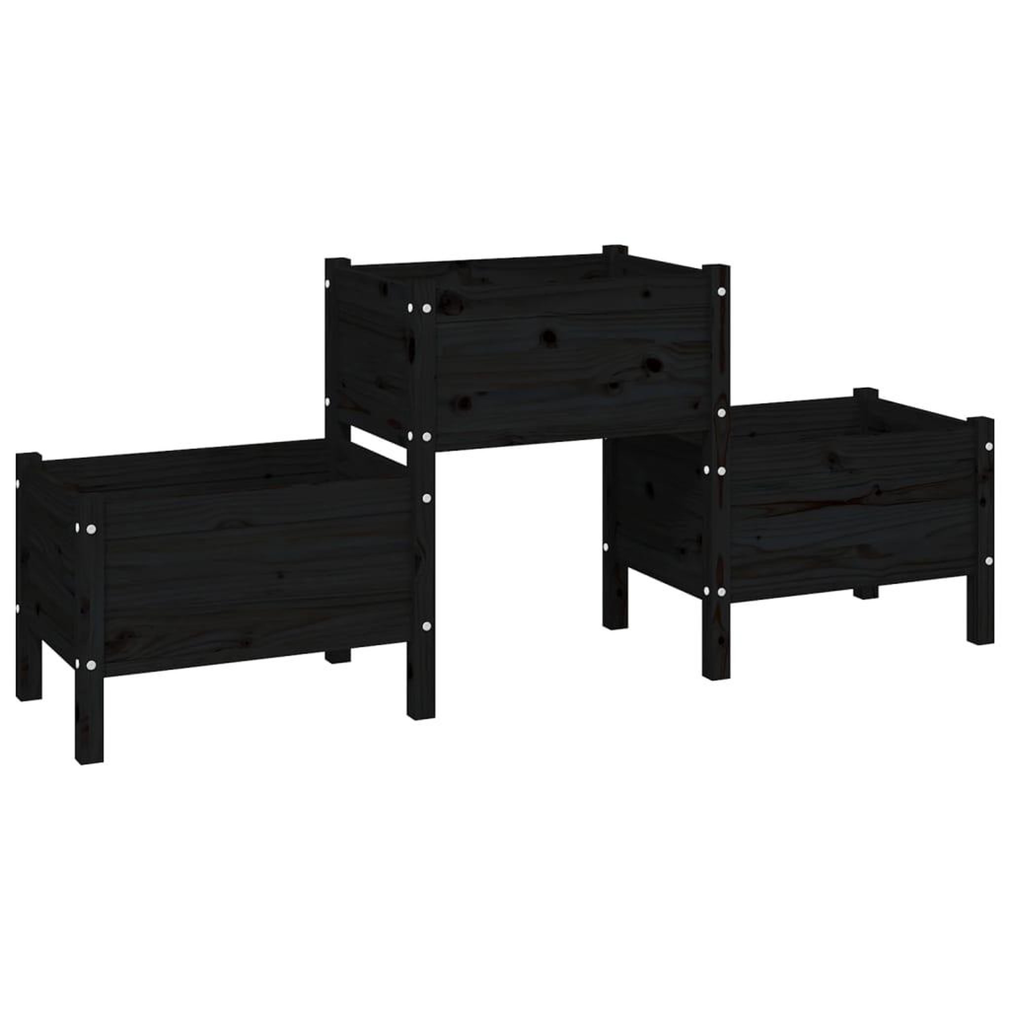 Voir la diapositive 2 : VIDAXL Jardiniere Noir 178,5x44x75 cm Bois massif de pin