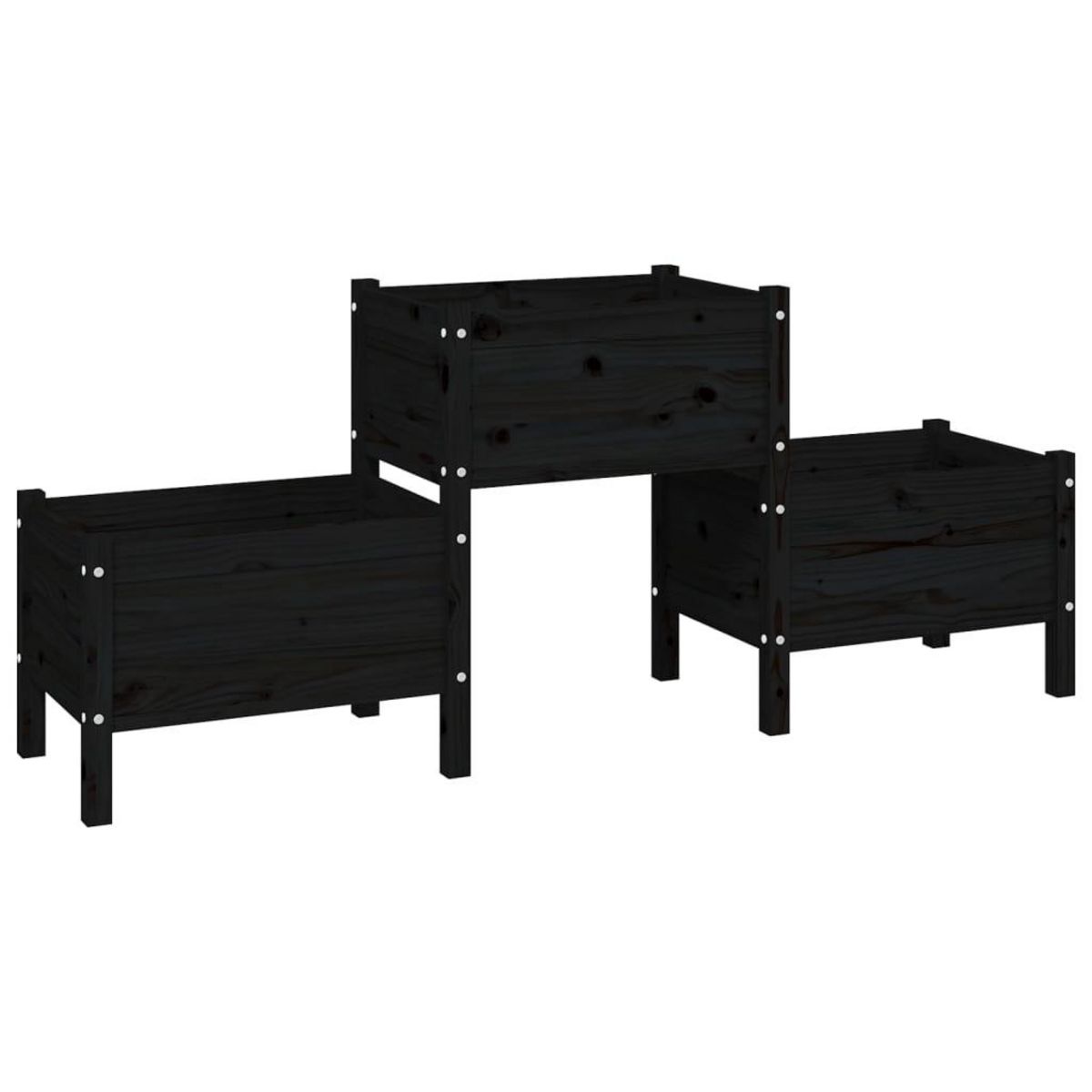 VIDAXL Jardiniere Noir 178,5x44x75 cm Bois massif de pin