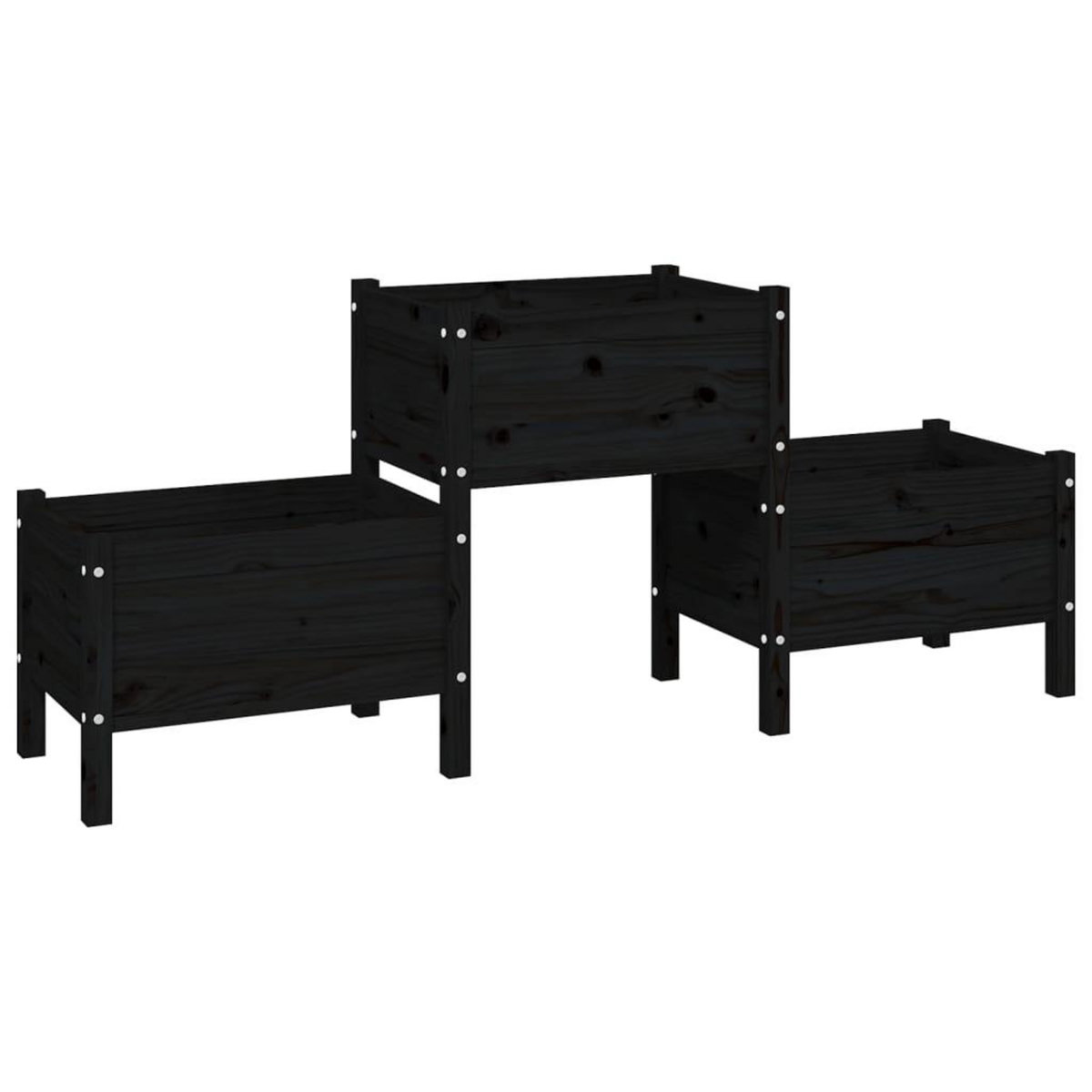VIDAXL Jardiniere Noir 178,5x44x75 cm Bois massif de pin